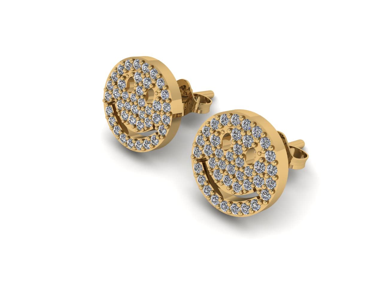 14K Yellow Gold Natural Gemstone Smiley Earrings for Women | Diamond Studs | Valentine's Day Gift | Anniversary Present | Birthday Jewelry | Everyday Wear | Party Accessories