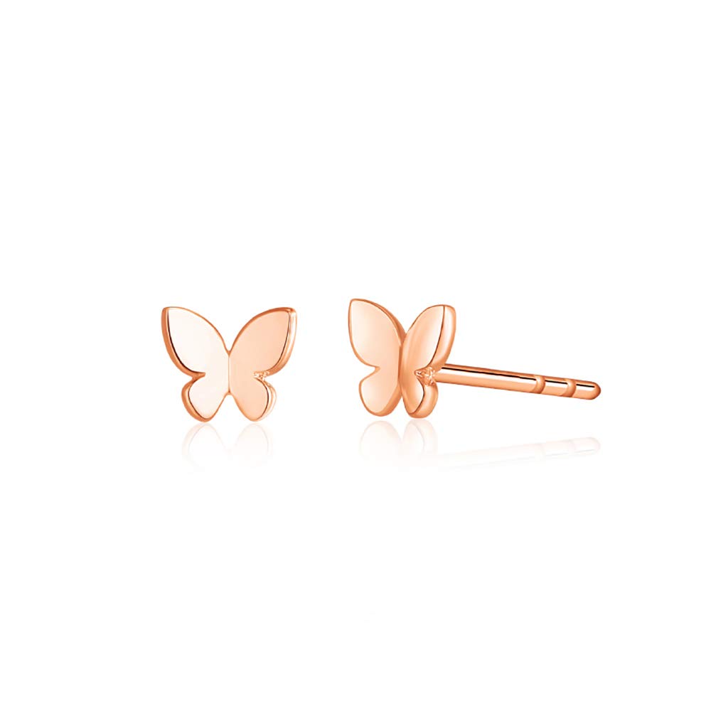 Sterling Silver Butterfly Stud Earrings for Women - Hypoallergenic Tiny Gold Minimalist Jewelry - Dainty Sensitive Earrings - Perfect Mothers Day Gift for Wife, Girlfriend, Daughter | Everyday Wear, Office, Date Night, Special Occasions