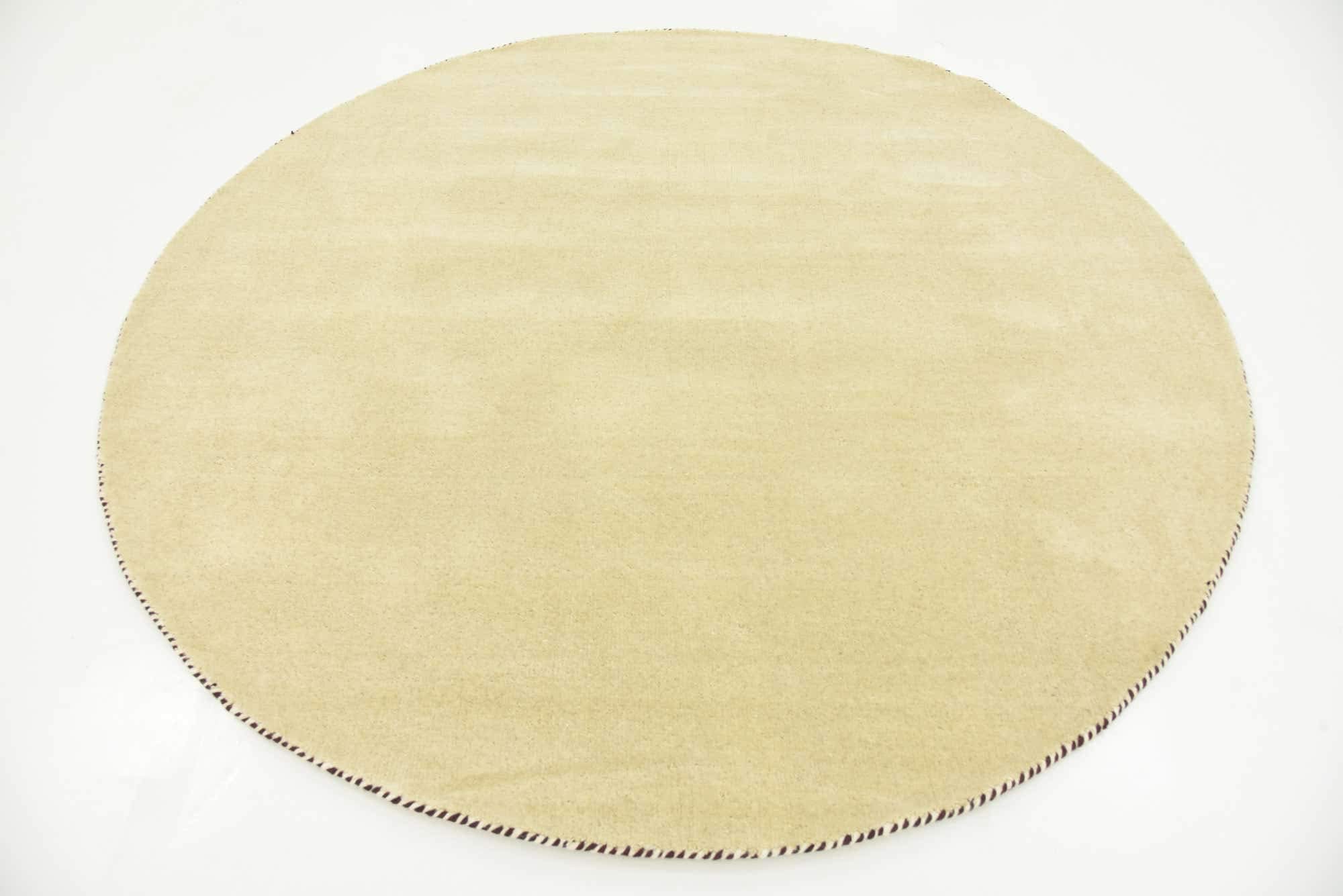 Unique Loom Solid Gava Collection 100% Natural Twisted Wool Modern Beige Round Area Rug (6' x 6') - Perfect for Living Room, Bedroom or Office Decor