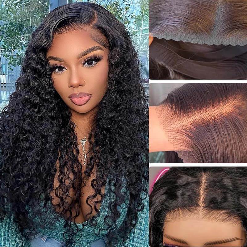 Eullair 9x6 Lace Front Wigs Human Hair - Glueless Pre Plucked Water Wave Wigs with Bye Bye Knots & Pre Cut Lace - Natural Looking Wigs for Black Women - Perfect for Daily Wear, Parties & Special Occasions