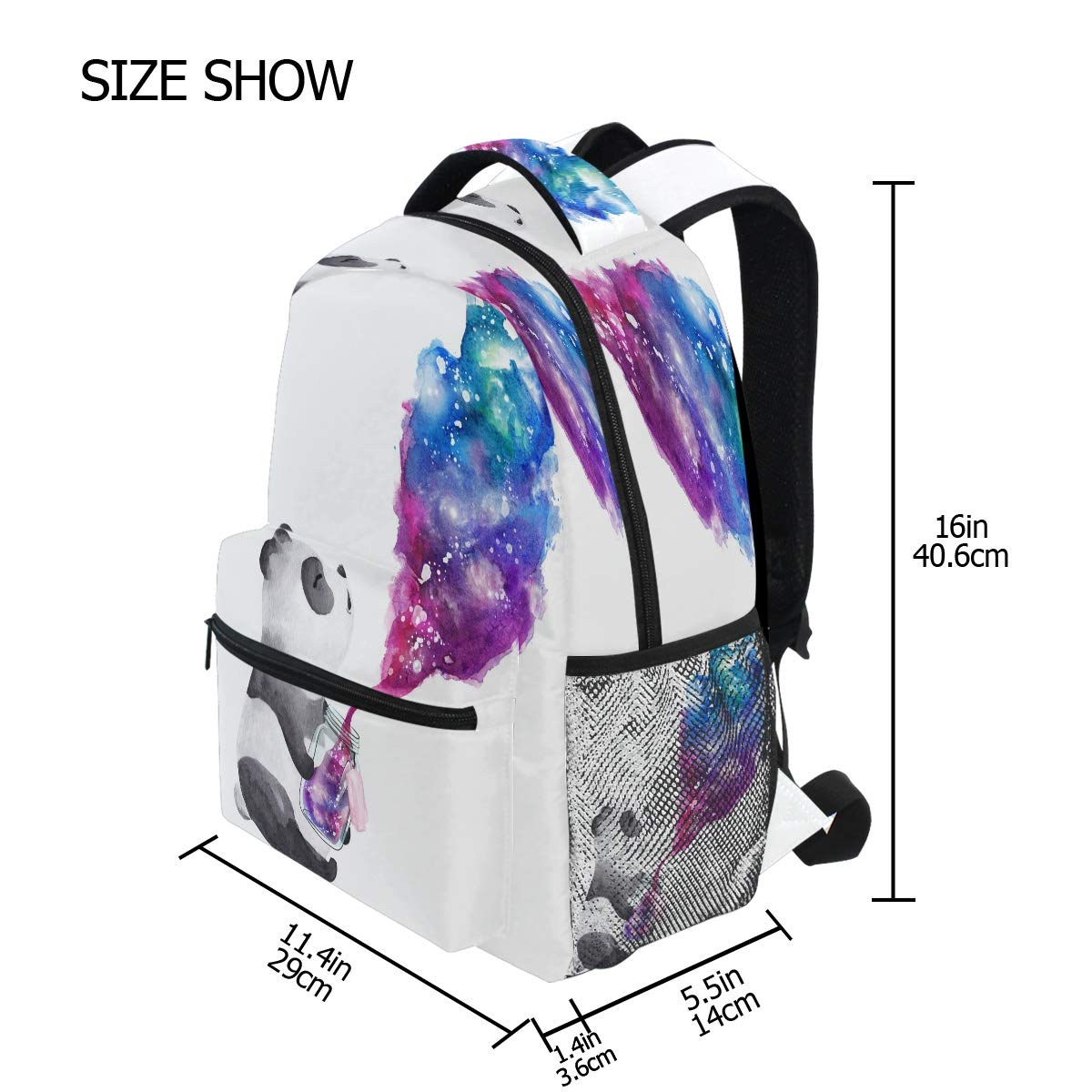 Blueangle Panda Galaxy Glass Jar Print Laptop Backpack - Lightweight School Backpack for Girls, Boys & Teens - Perfect for College, Work & Travel