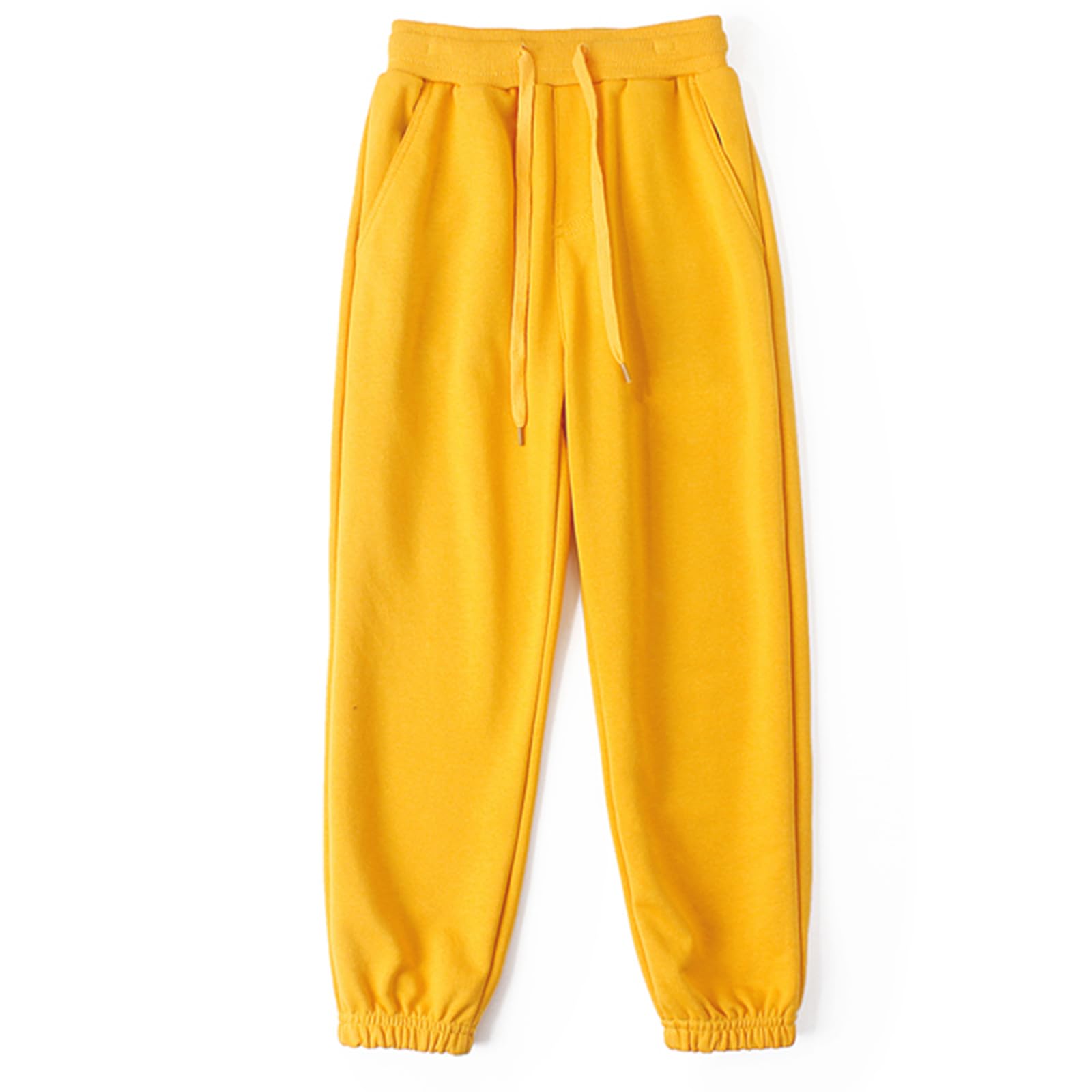 Unisex Kids Cotton Sweatpants with Drawstring - Comfortable Plain Jogger Pants for Boys & Girls Ages 5-14 - Perfect for School, Play & Sports Activities