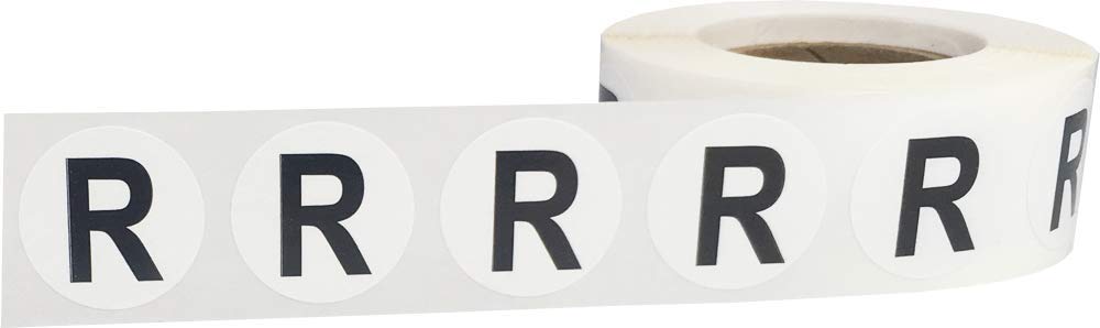 Round Letter R Labels - 500 Adhesive Stickers for Inventory & Organization