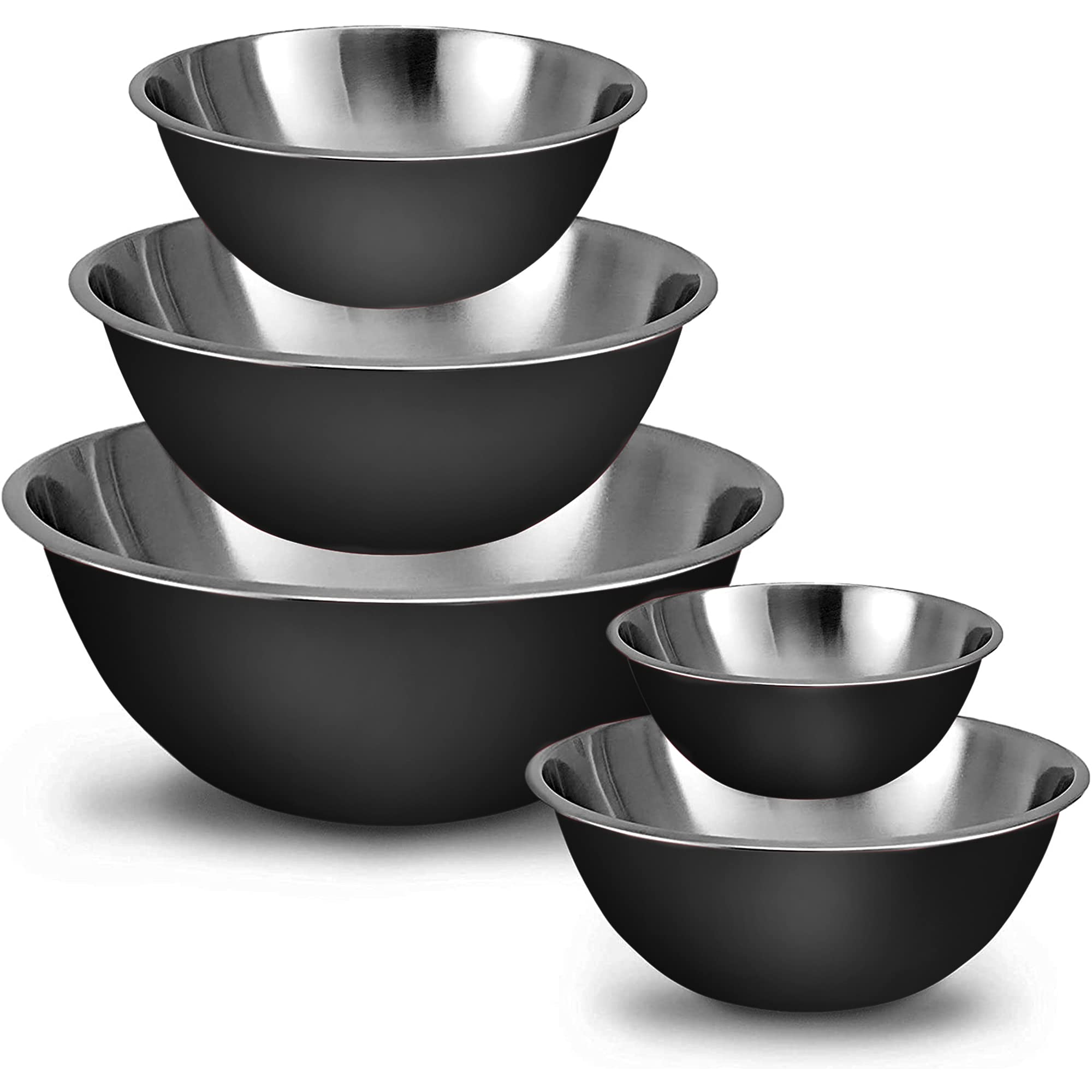 WHYSKO Stainless Steel Mixing Bowls Set - 3-Piece Heavy Duty Food Prep Bowls for Kitchen, Meal Prep & Refrigerator Storage | Eco-Friendly, Reusable & Durable (Black) | Perfect for Baking, Mixing Ingredients & Organizing Leftovers