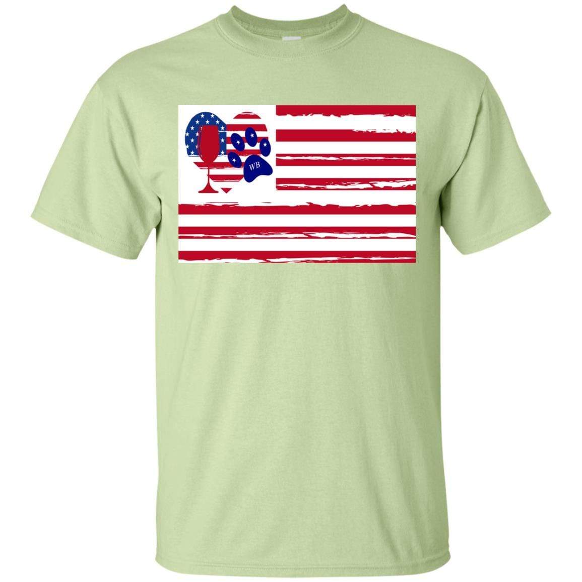 American Flag Wine Paw Heart T-Shirt - Ultra Cotton Comfort for Patriotic Pet Lovers | Perfect for 4th of July, BBQ Parties & Dog-Themed Events