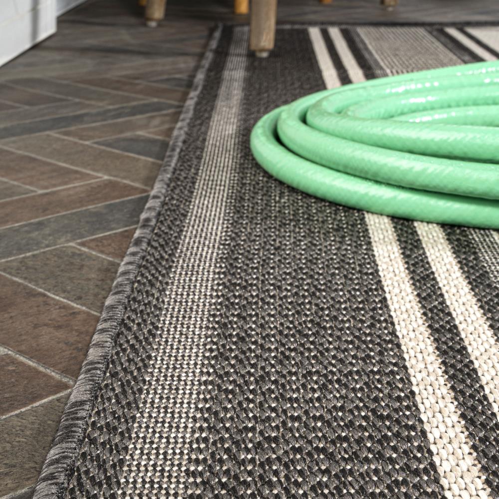 Haynes Modern Double Stripe Indoor/Outdoor Area Rug - Durable & Stylish for Living Room, Patio, Deck - Water-Resistant & Easy to Clean
