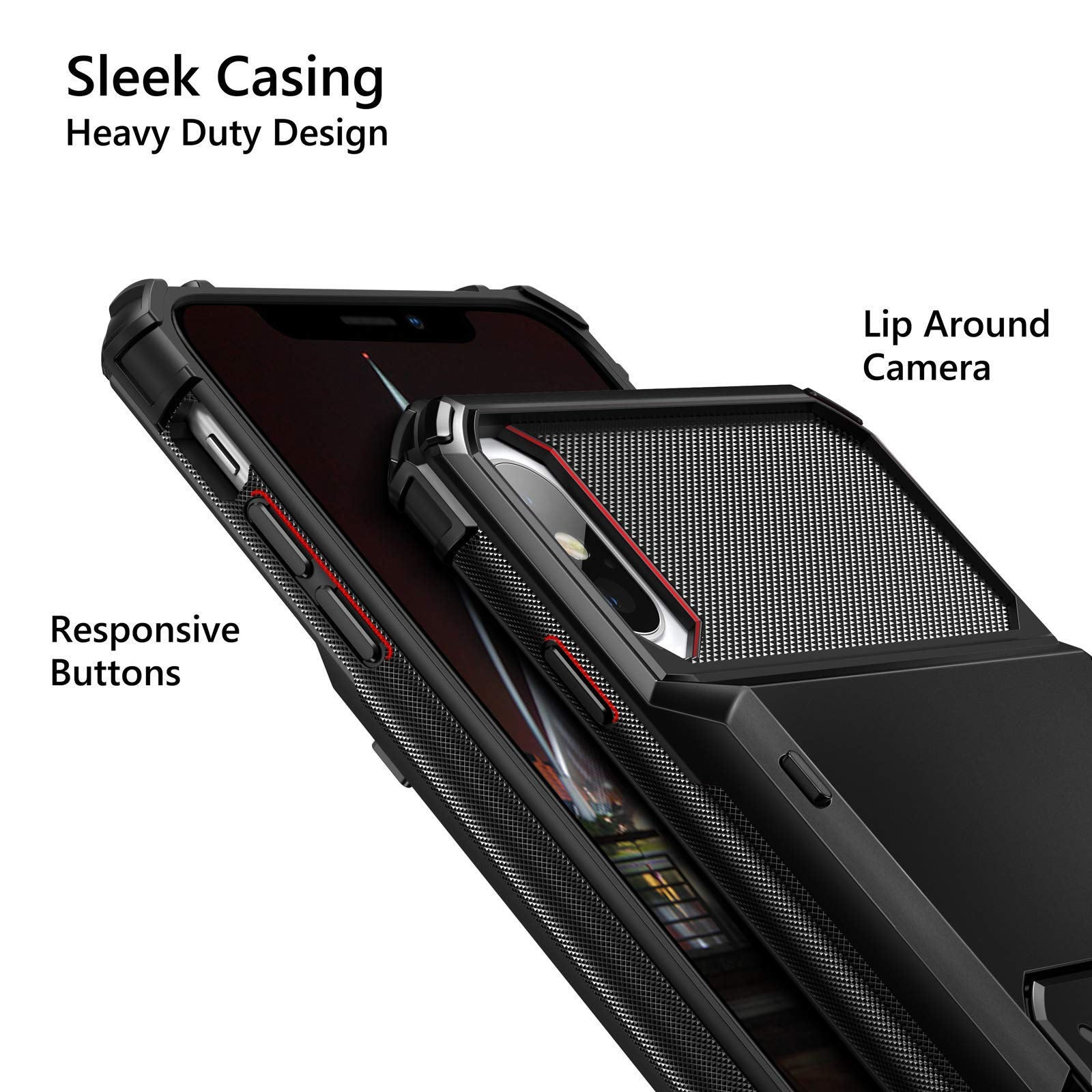 Vofolen iPhone Xs Wallet Case - Slim Dual Layer Protective Cover with 4-Card Slot & Credit Card Holder - Scratch Resistant Rugged TPU Rubber Armor Hard Shell for iPhone X/XS/10/10S (Black) - Perfect for Everyday Use, Travel & Business Professionals