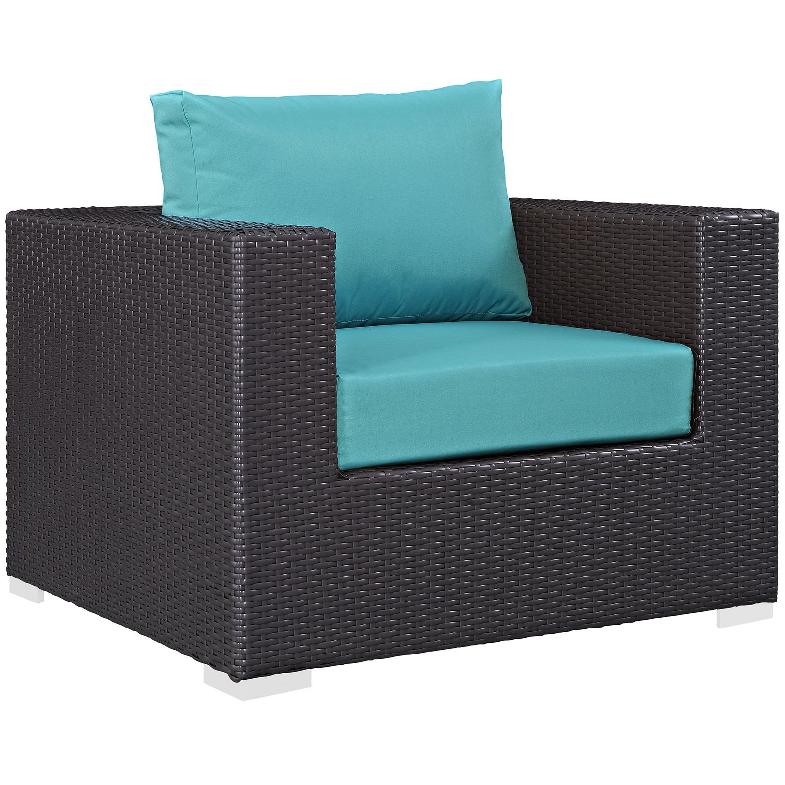 Modern 5-Piece Outdoor Patio Sectional Sofa Set - Water-Resistant Blue Fabric & Synthetic Rattan - Perfect for Backyard, Poolside & Garden Relaxation