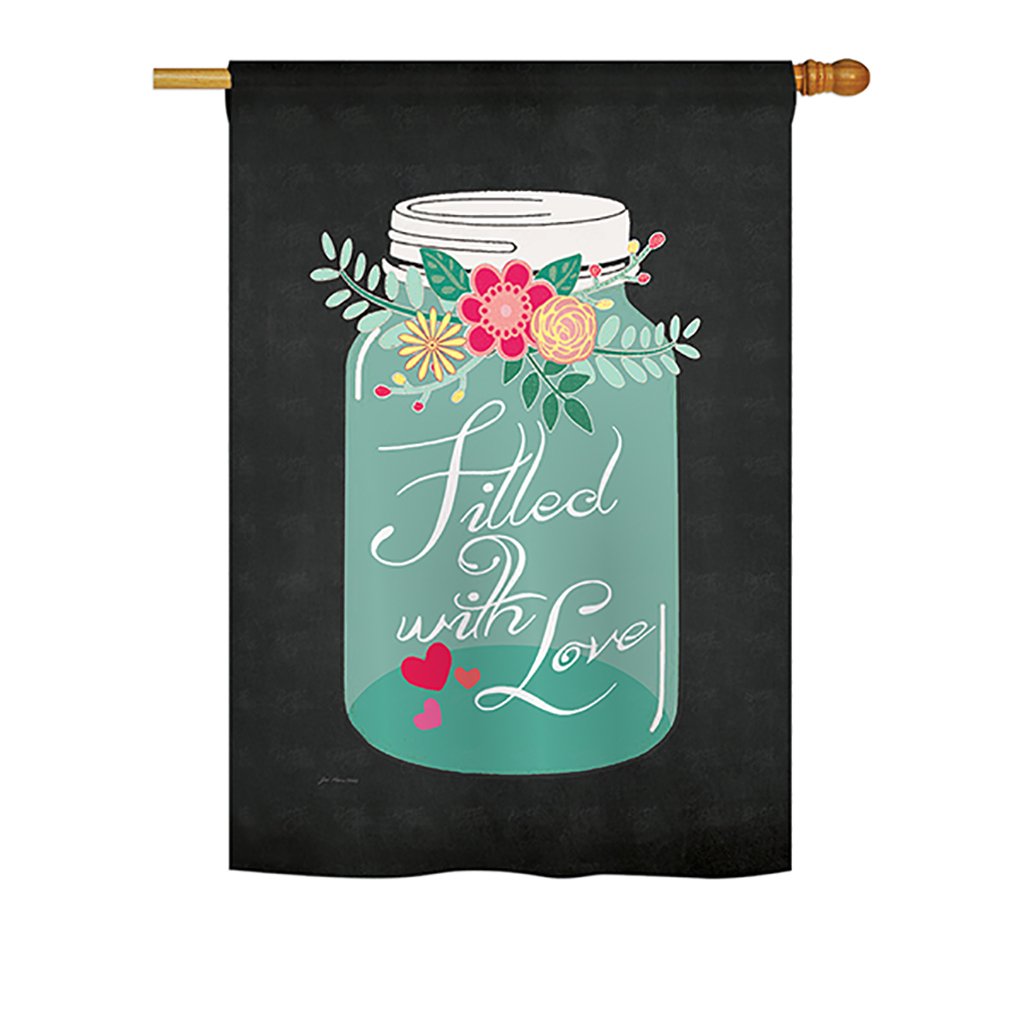 Breeze Decor 'Filled with Love' Spring Vertical House Flag 28x40 Inch - Seasonal Outdoor Decoration for Garden, Porch & Yard - Printed in USA