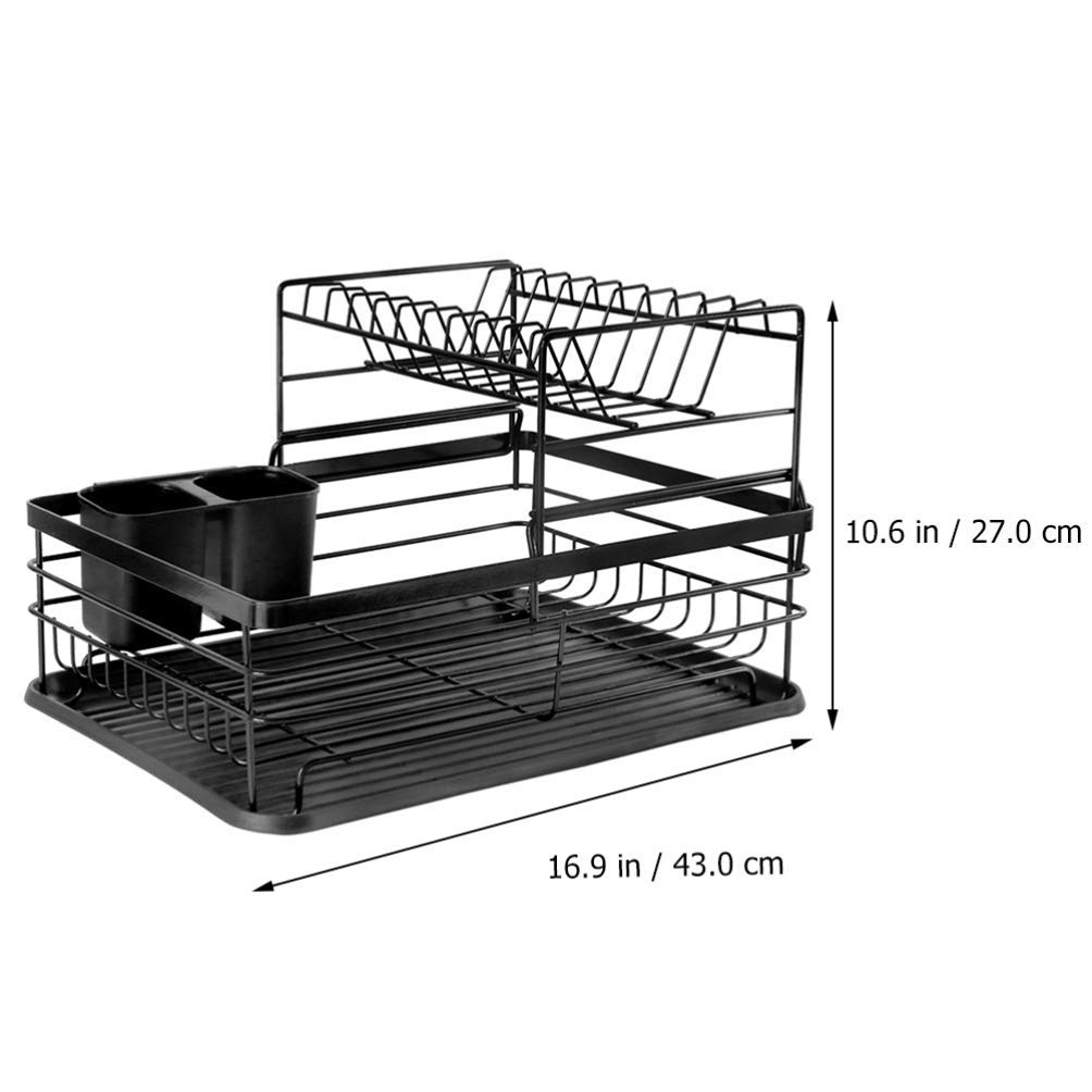 2-Tier Drip Rack & Cutlery Organizer - Drying Tray for Plates, Glasses & Crockery - Space Saving Kitchen Caddy for Dish Drying & Utensil Storage (Perfect for Small Kitchens & Dish Racks)