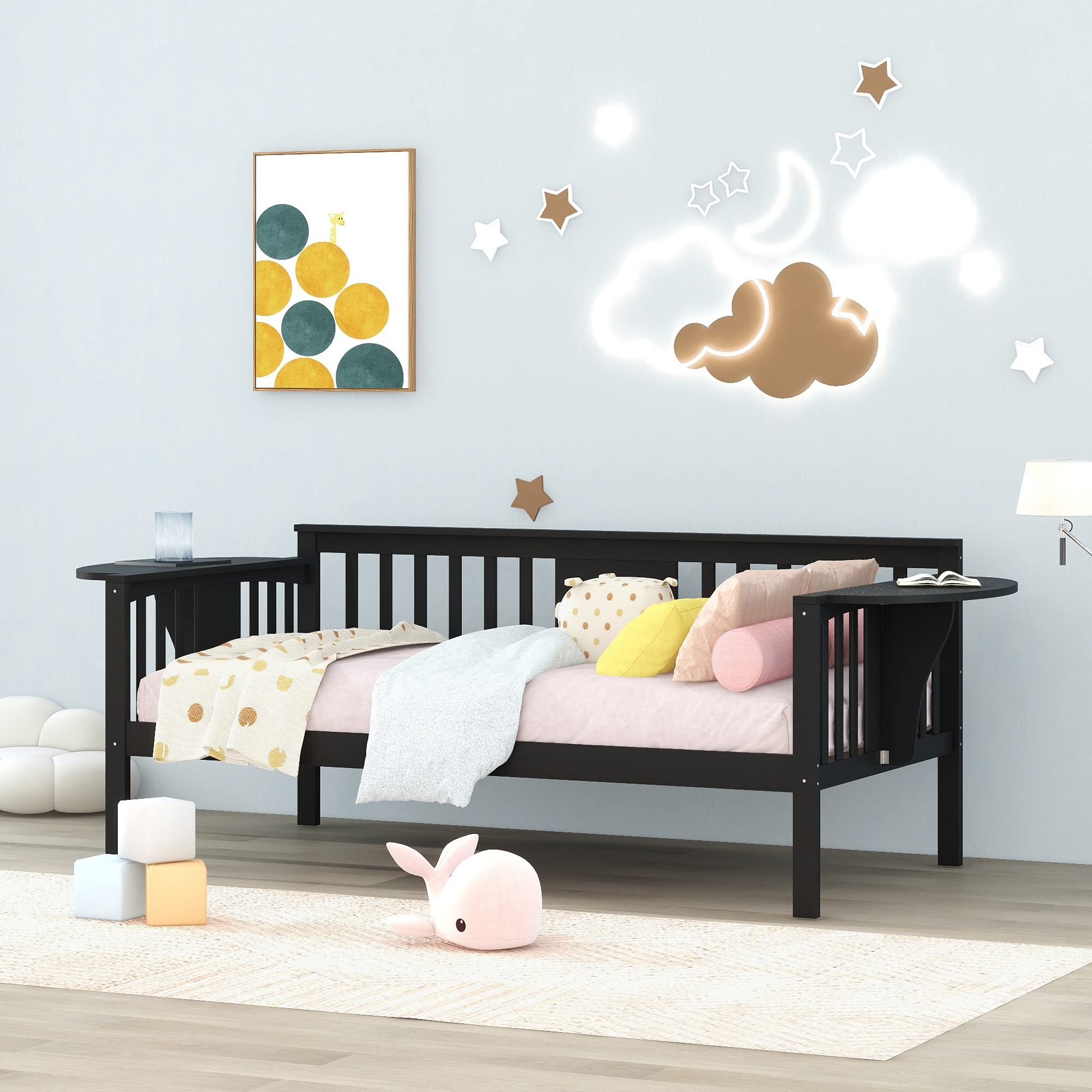 Twin Size Wooden Daybed Frame for Kids & Adults - Convertible Sofa Bed for Bedroom & Living Room - Espresso Finish - Perfect for Guest Rooms, Small Spaces & Multi-Functional Furniture Needs