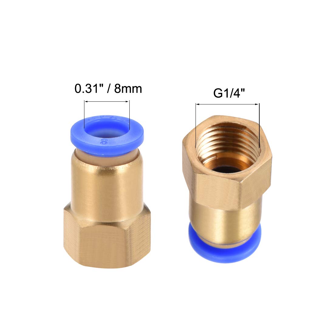uxcell 8mm Tube OD x G1/4 Female Push to Connect Straight Pneumatic Fitting Adapter (4 Pack) - Quick Connect Air & Water Pipe Fittings for HVAC, Compressed Air Systems - Durable Industrial Machinery Plumbing & Automation Equipment - Perfect for Air Compressors, Water Dispensers, Pneumatic Tools & 3D Printers - Great for DIY Projects, Home Workshops, Automotive Repair & Factory Maintenance - Use in Hydraulic Systems, Airflow Control & Industrial Applications