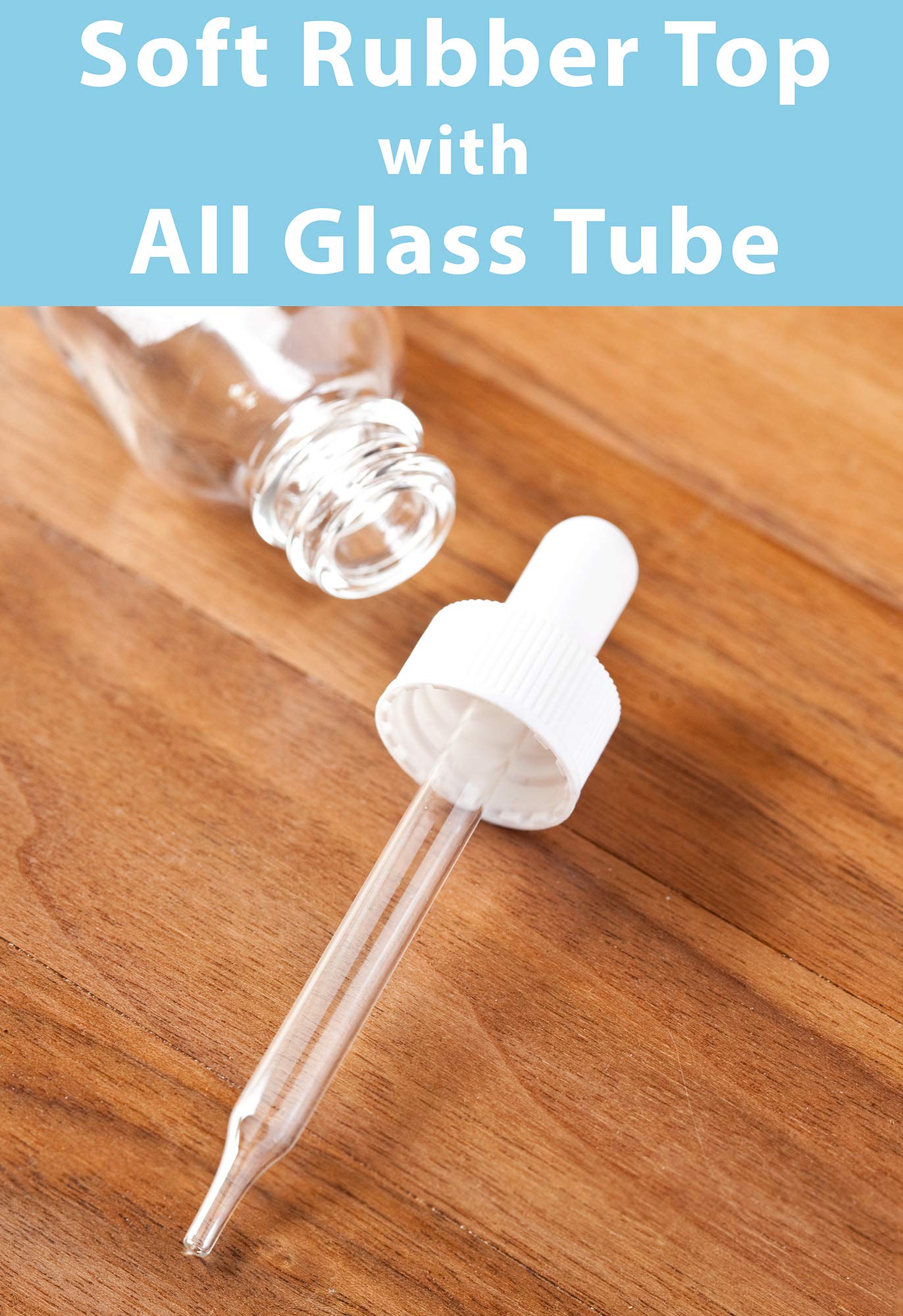JUVITUS 12 Pack 1 oz (30 ml) Clear Glass Boston Round Bottles with White Dropper Caps & Funnel - Essential Oil, CBD, Tincture Storage - Perfect for DIY Beauty, Aromatherapy & Herbal Remedies