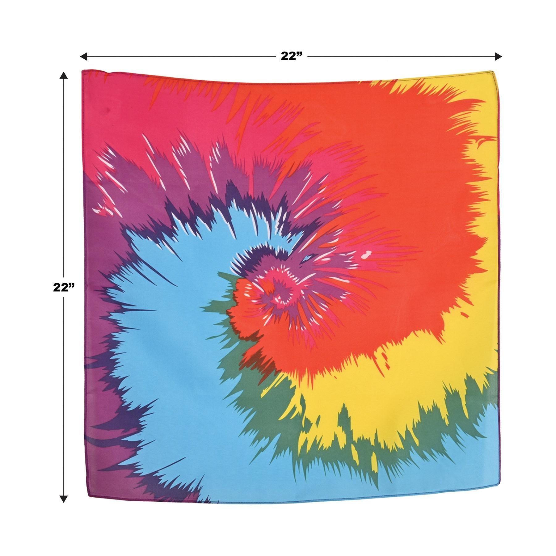 12 Pack Funky Tie Dyed Bandanas - Vibrant Cotton Bandanas for Men, Women & Kids - Perfect for Music Festivals, Parties, Costumes & Outdoor Activities