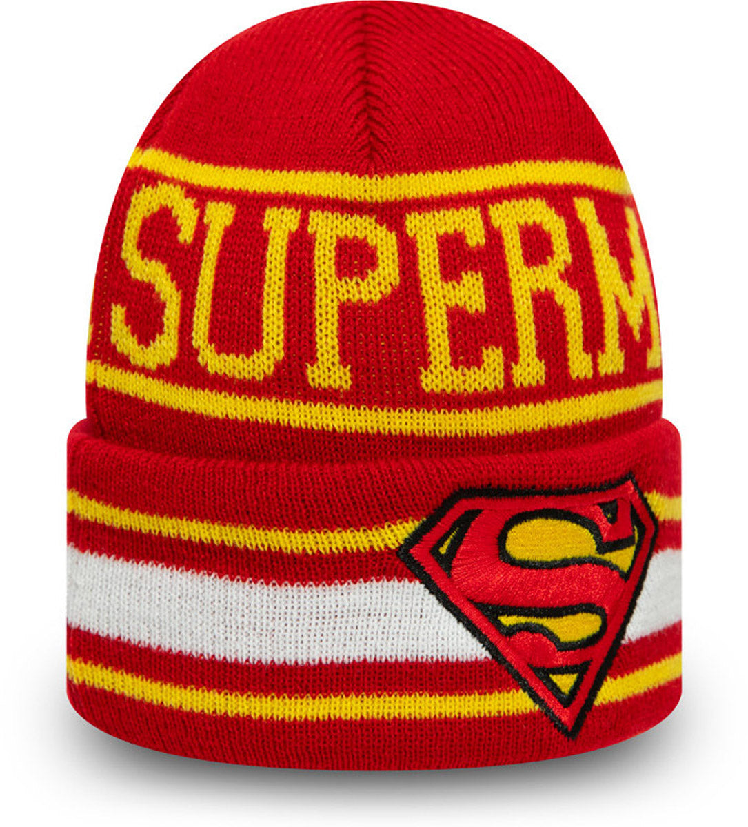 Superman DC Comics Character Knit Beanie for Kids - New Era Winter Hat for Boys & Girls - Perfect for Cold Weather, Outdoor Activities & Superhero Fans