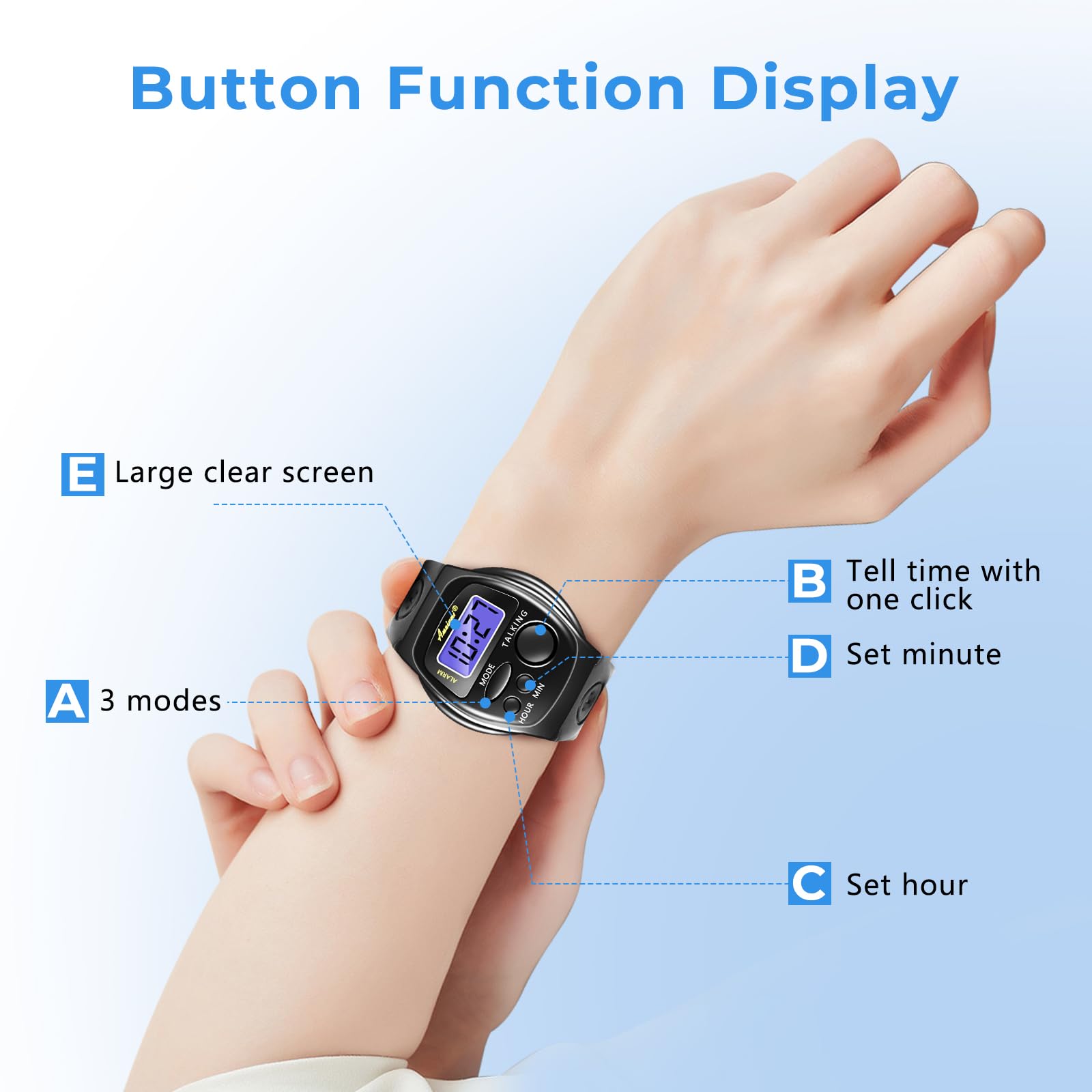 2 Pack English Talking Watches for The Blind & Visually Impaired - Clear Female Voice, Easy to Use for Seniors & Elderly - Best Gift for Visually Challenged (Daily Use, Time Management, Independent Living)