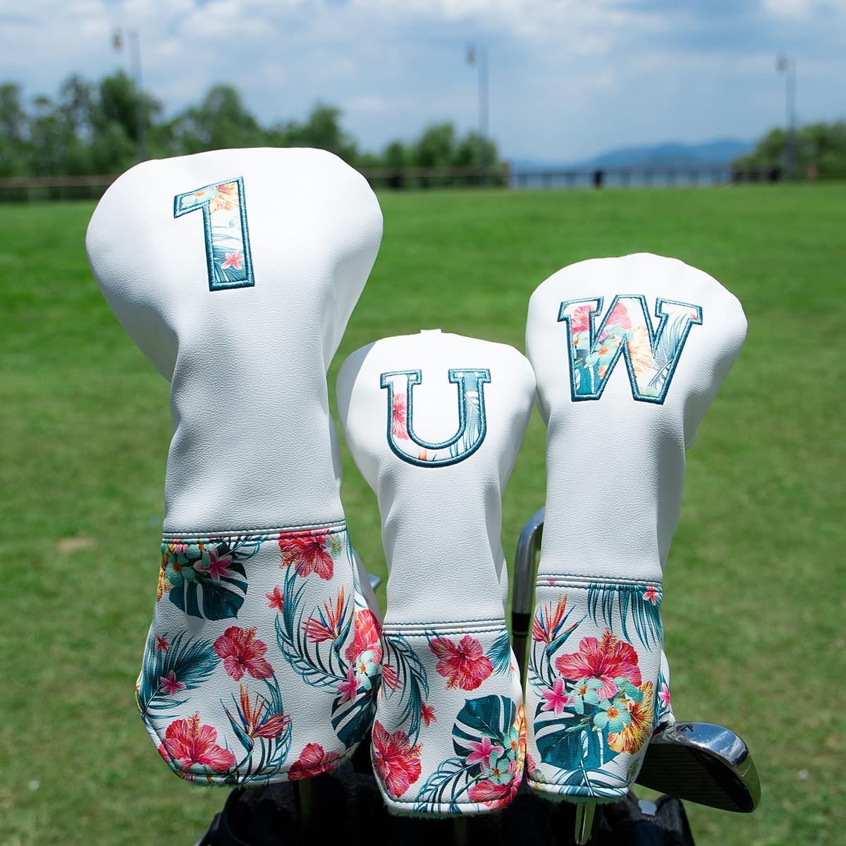 Golf Club Headcovers Set - Driver, 3 Wood & Hybrid Covers - Perfect Golf Gifts for Men & Women on Course