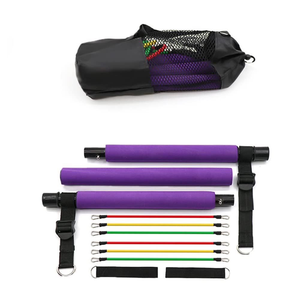 XWWDP Yoga Pilates Bar with Resistance Bands - Home Gym Equipment for Full Body Workout, Strength Training, Muscle Toning & Stretching - Perfect for Yoga, Pilates, Fitness & Physical Therapy Exercises at Home
