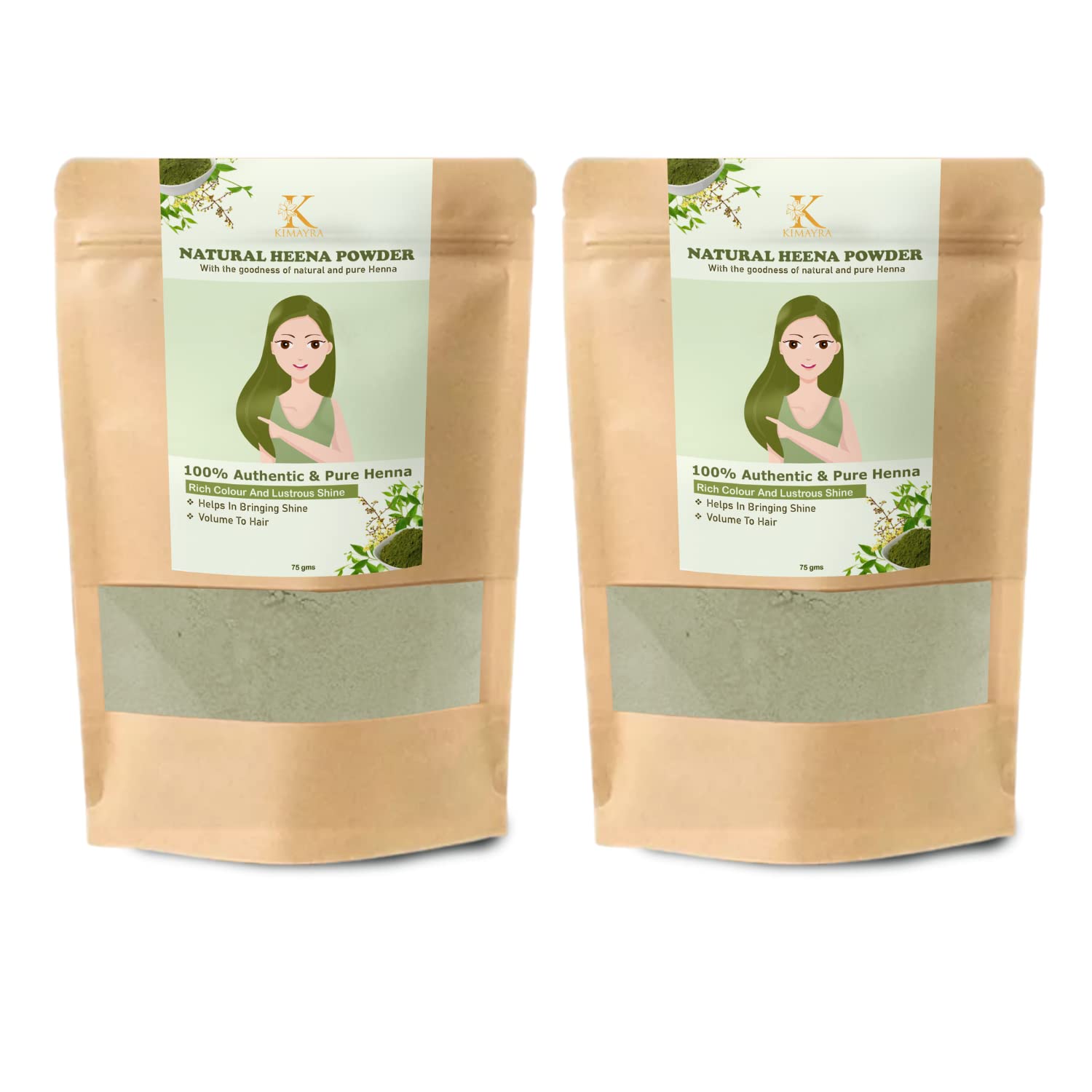 Kimayra 100% Natural Henna Powder for Hair Care & Color | Organic Hair Dye for Men & Women | Controls Hair Fall & Adds Shine | All Hair Types | 2-Pack (75g Each, Total 150g) | Perfect for At-Home Hair Coloring & Natural Hair Treatment