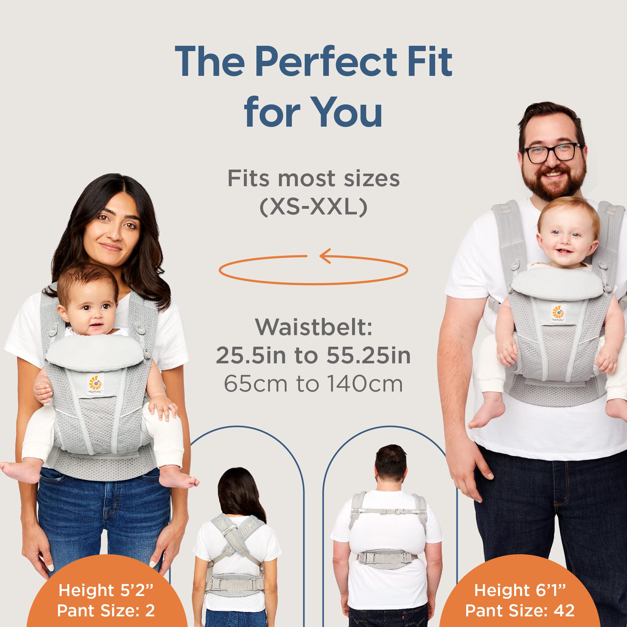 Ergobaby Omni Breeze Baby Carrier - Breathable Mesh Infant Carrier with Lumbar Support (7-45 lbs) for Hands-Free Parenting | Perfect for Hiking, Shopping & Daily Errands (Onyx Black)