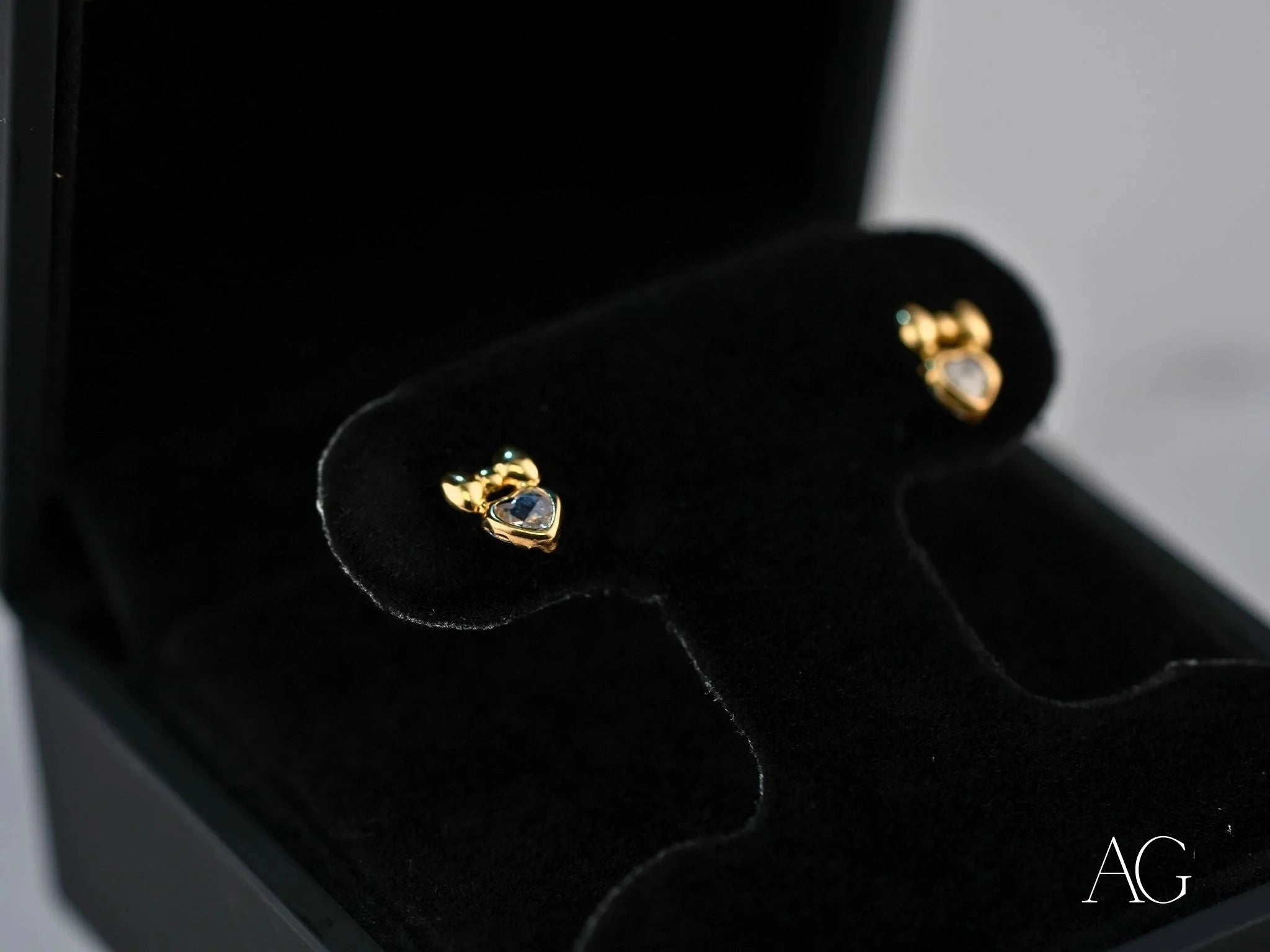 18k Gold CZ Heart Bow Earrings - Elegant Dangle Drop Earrings for Women | Perfect for Valentine's Day, Anniversary, Wedding & Party Jewelry Gift