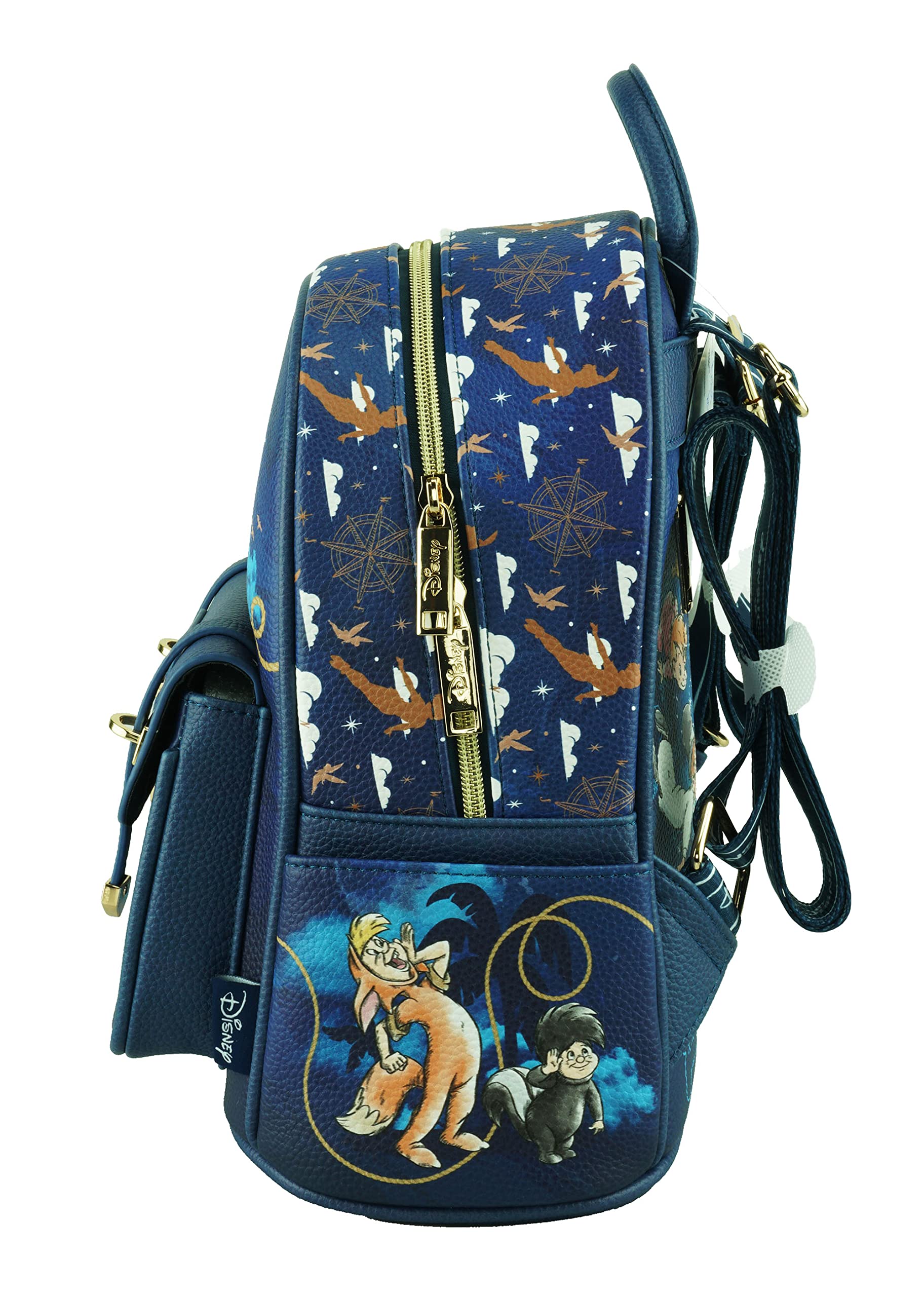 Disney Peter Pan 11 Inch Vegan Leather Mini Backpack for Women - Cute Fashion Shoulder Bag for School, Travel & Cosplay Accessories