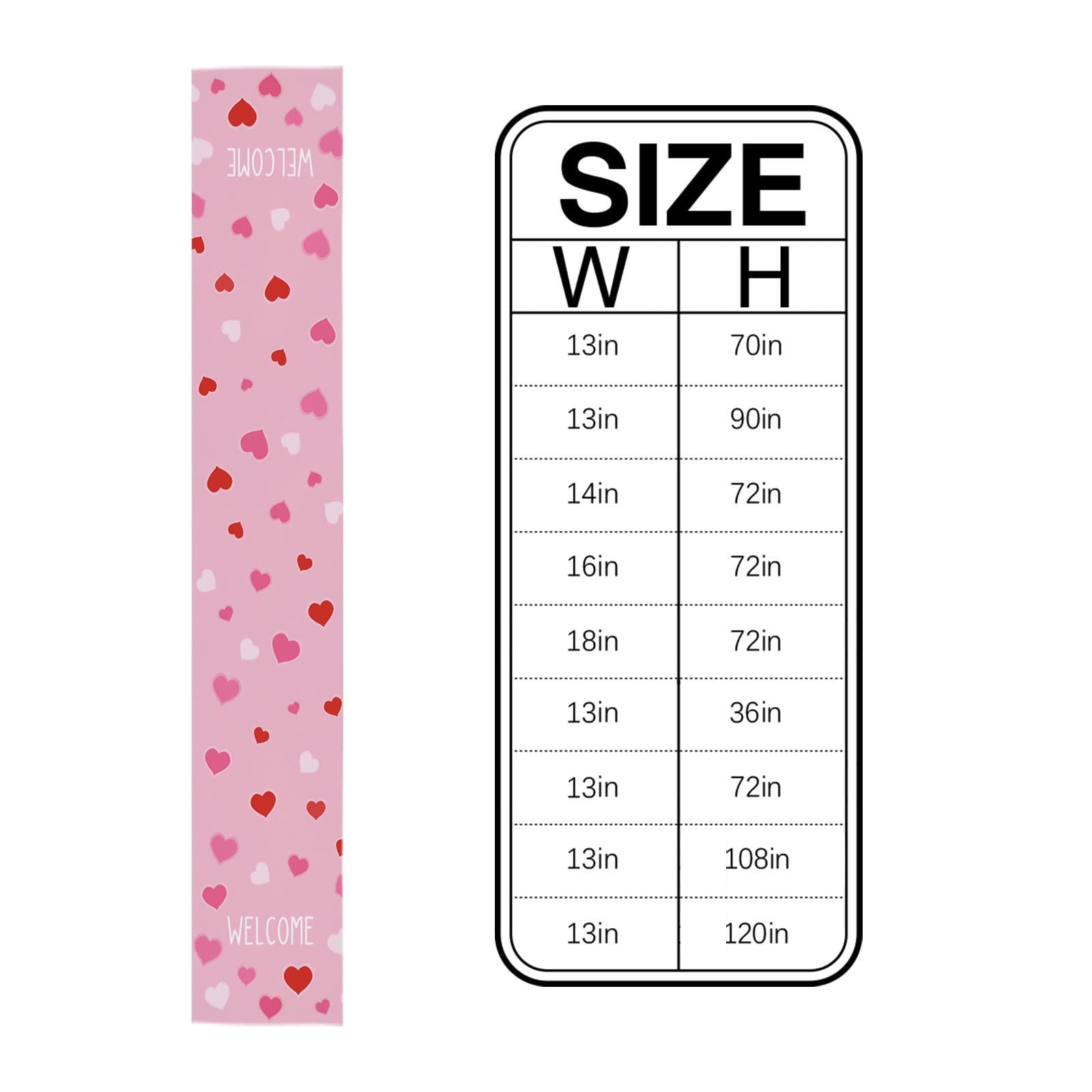 Valentine's Day Table Runner - Red & Pink Heart Design, 13x108 Inch Rectangle Dining Table Scarf for Kitchen, Wedding, Party, Holiday & Outdoor Decor - Perfect for Romantic Dinners & Special Occasions