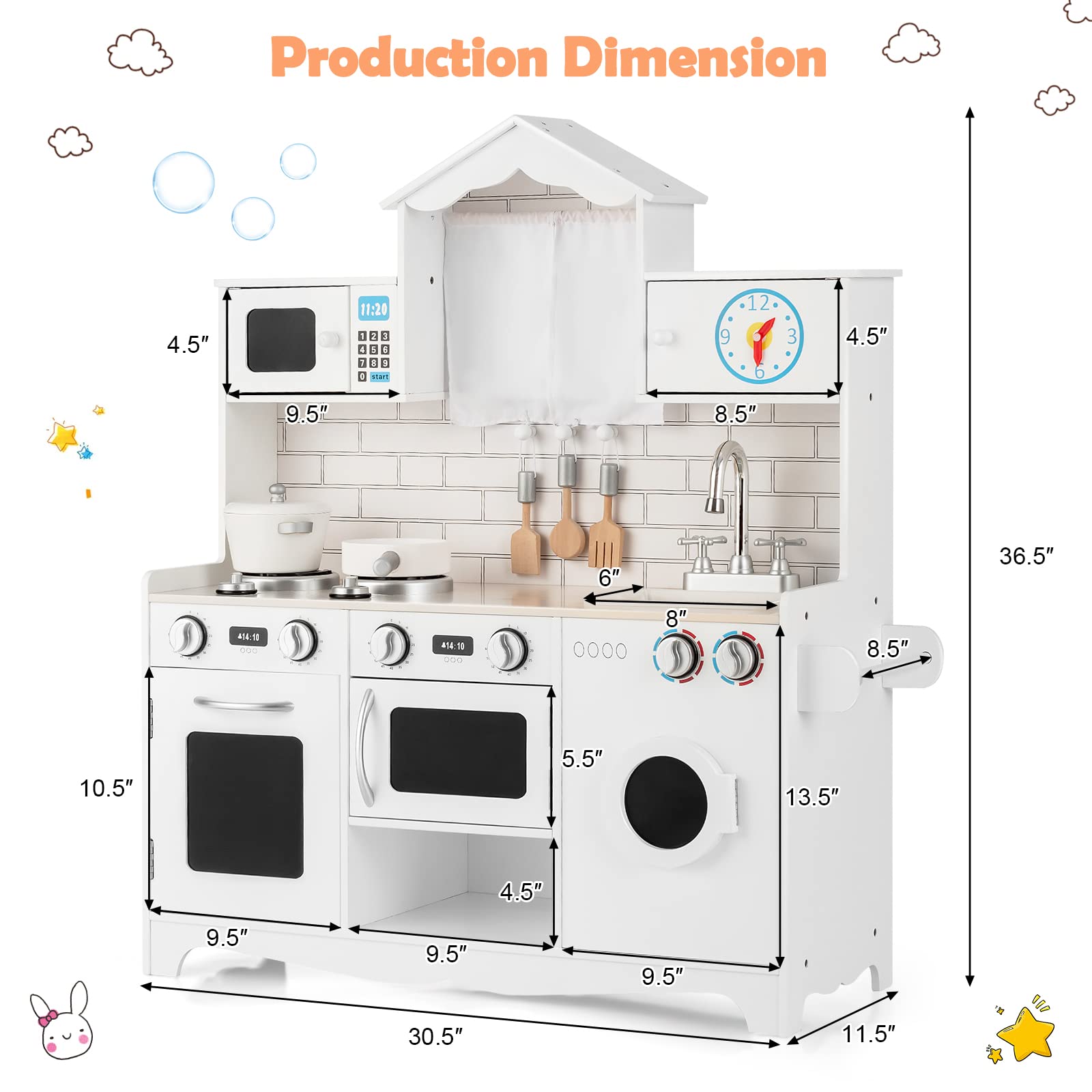 HONEY JOY Kids Wooden Play Kitchen Set - Pretend Cooking Toy for Toddlers, Perfect Gift for Boys & Girls - Indoor Pretend Play