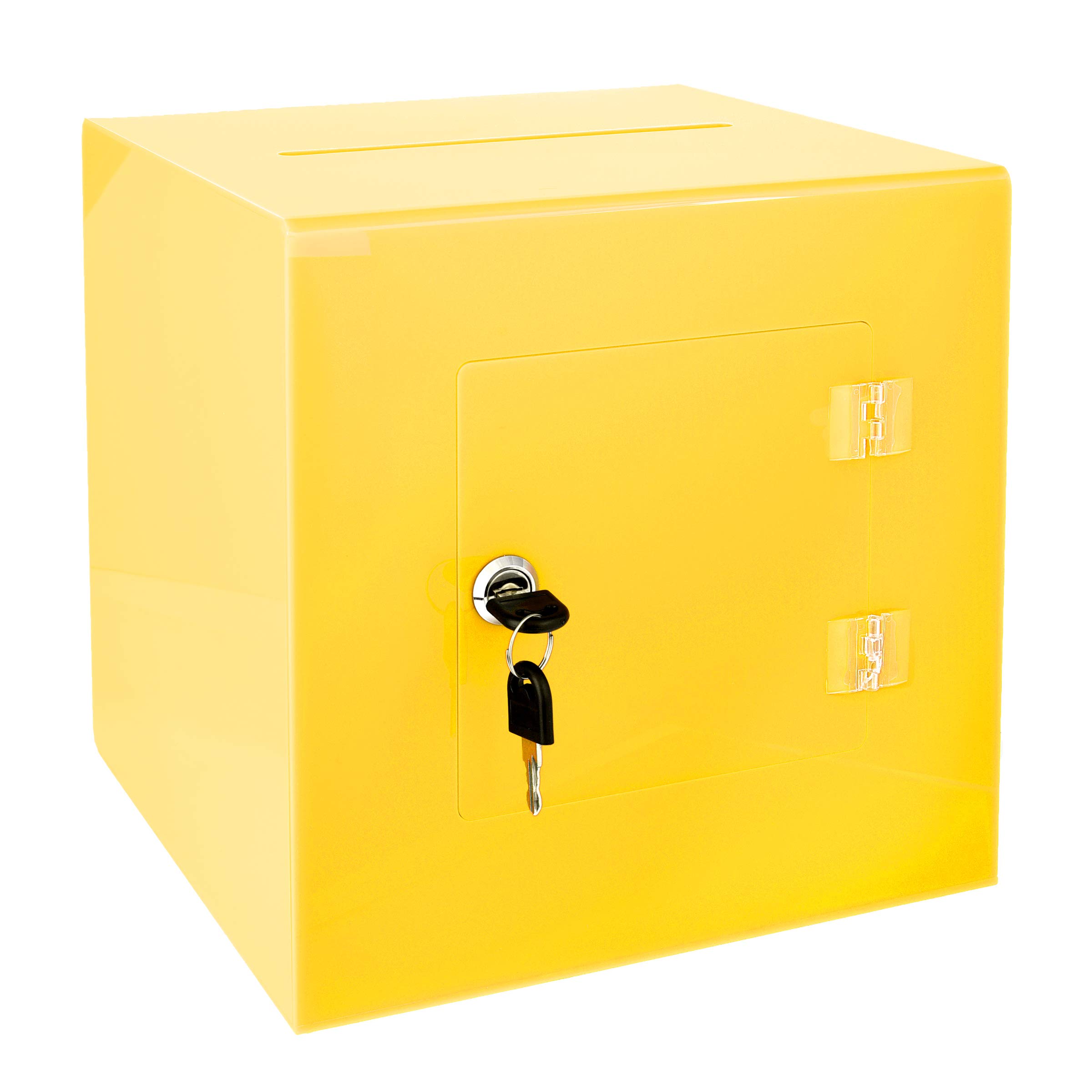 AdirOffice 10'' x 10'' Clear Acrylic Ballot Box with Lock - Secure Voting, Donation & Suggestion Collection Box - Durable Transparent Lockable Charity Box - Perfect for Elections, Fundraisers, School Events & Community Voting