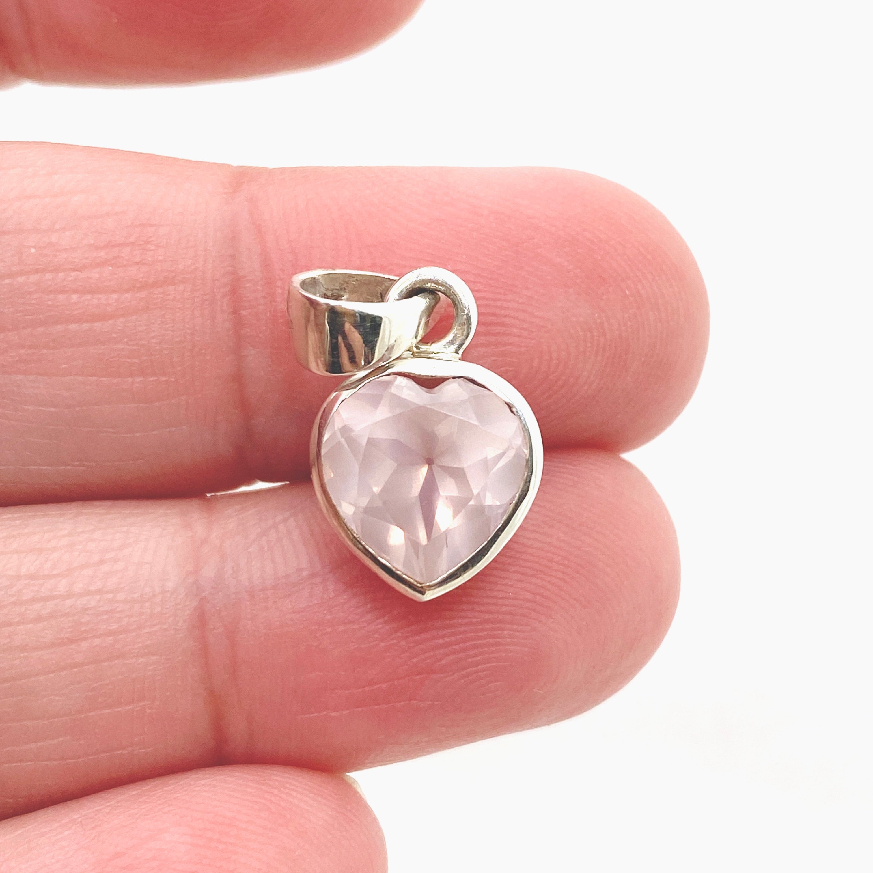 Rose Quartz Heart Faceted Pendant Necklace - Natural Gemstone Jewelry for Women - Perfect for Valentine's Gift, Meditation & Energy Healing