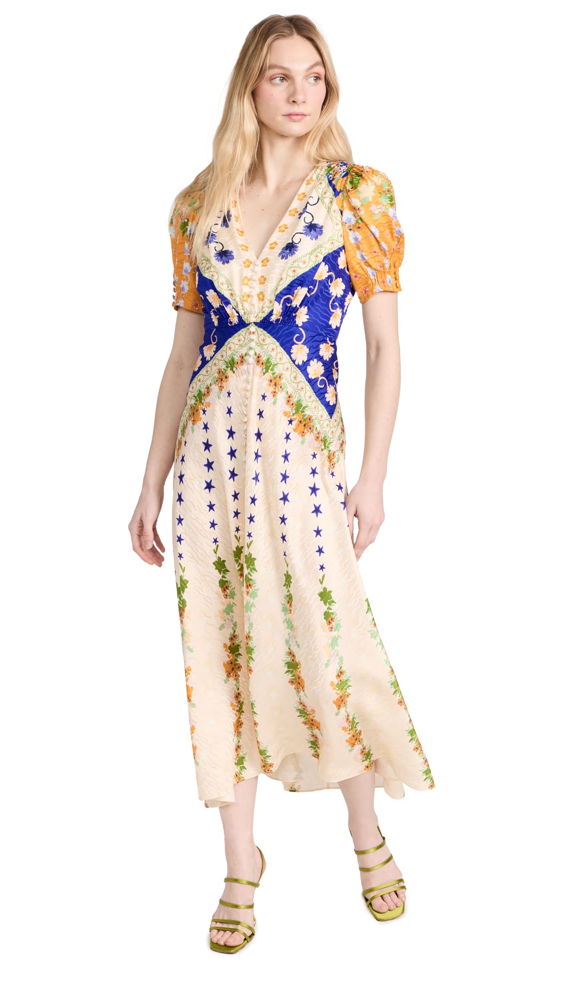 SALONI Women's Lea Long Sleeve Maxi Dress - Elegant Flowy Formal Gown for Weddings, Parties & Evening Events