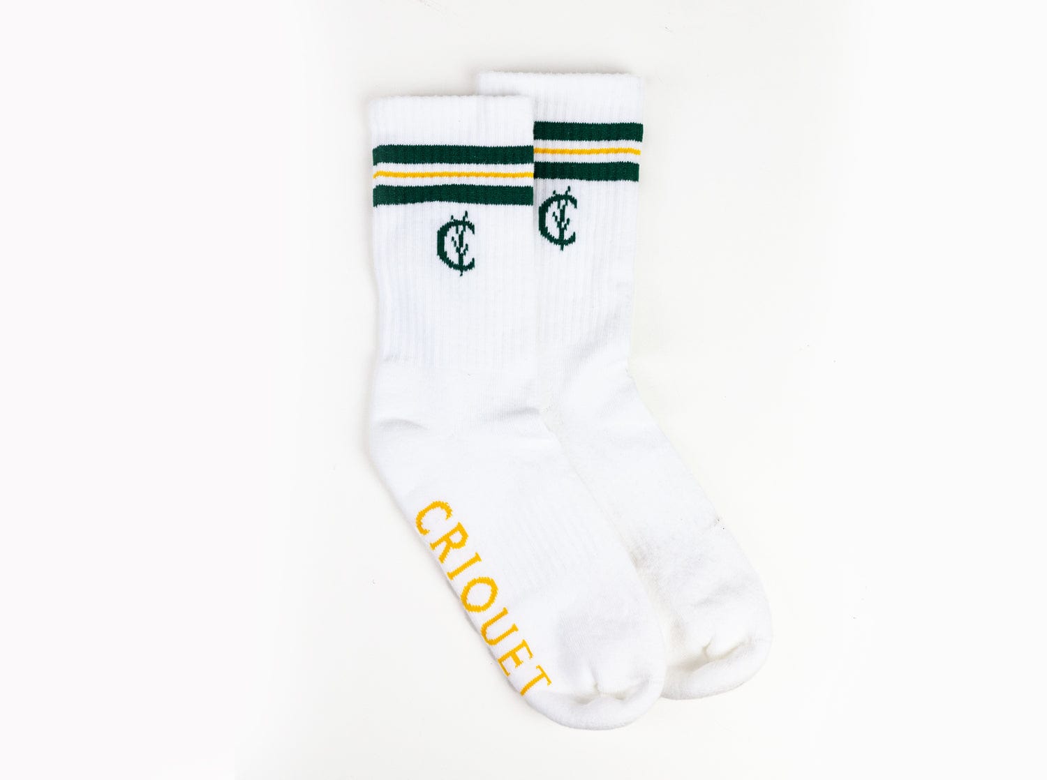 Breathable Tubular Socks for Men & Women - Green & Gold Athletic Crew Socks for Running, Hiking & Everyday Comfort