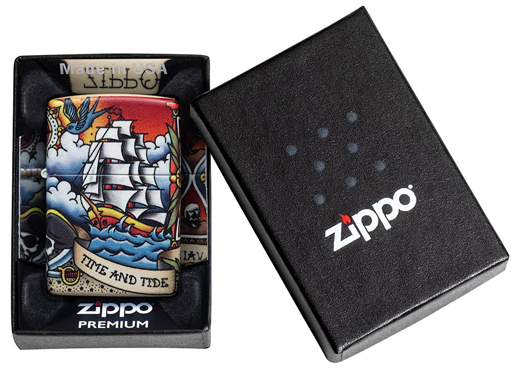 Premium Zippo Nautical Windproof Lighters - Classic Sailboat & Anchor Designs - Perfect for Outdoor Adventures, Camping & Gifts