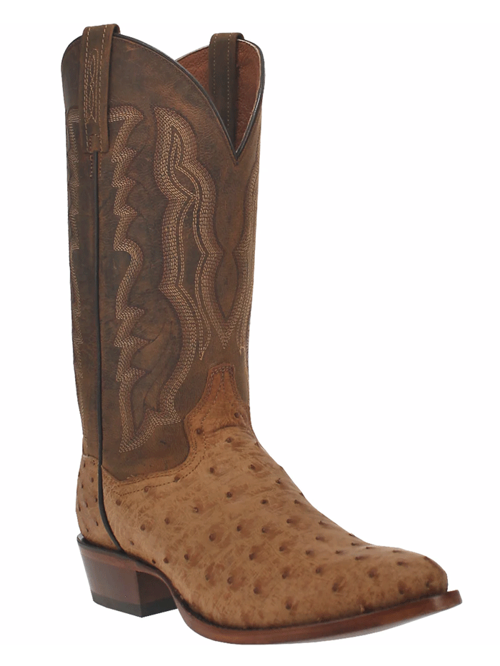 Dan Post DP3077 Men's Handcrafted Gehrig Ostrich Western Boots - Genuine Leather Cowboy Boots for Riding, Country Style & Western Fashion (Saddle Color) - Perfect for Rodeo, Line Dancing & Outdoor Events