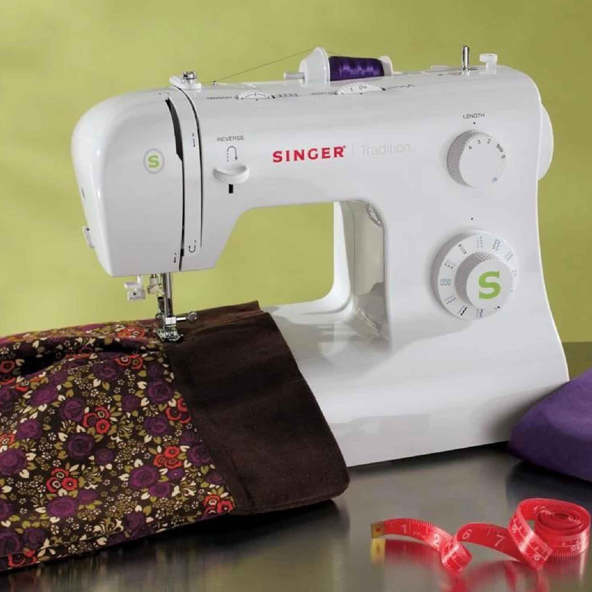 SINGER Tradition 2277 Sewing Machine with Automatic Needle Threader | 97 Built-in Stitches, 1-Step Buttonhole, Adjustable Stitch Length & Width | Heavy Duty Metal Frame for Quilting, Dressmaking & Home DIY Projects (White)