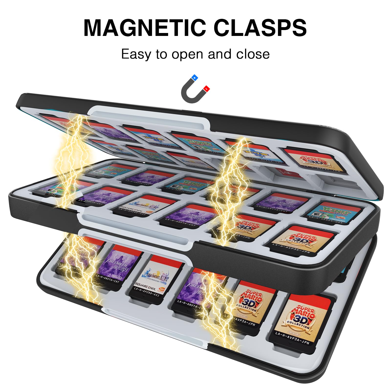 Customized Pattern Nintendo Switch & OLED Game Card Holder - 48 Game Card Slots & 24 Micro SD Card Slots Storage Case for Switch Lite | Portable Travel Organizer for Gamers