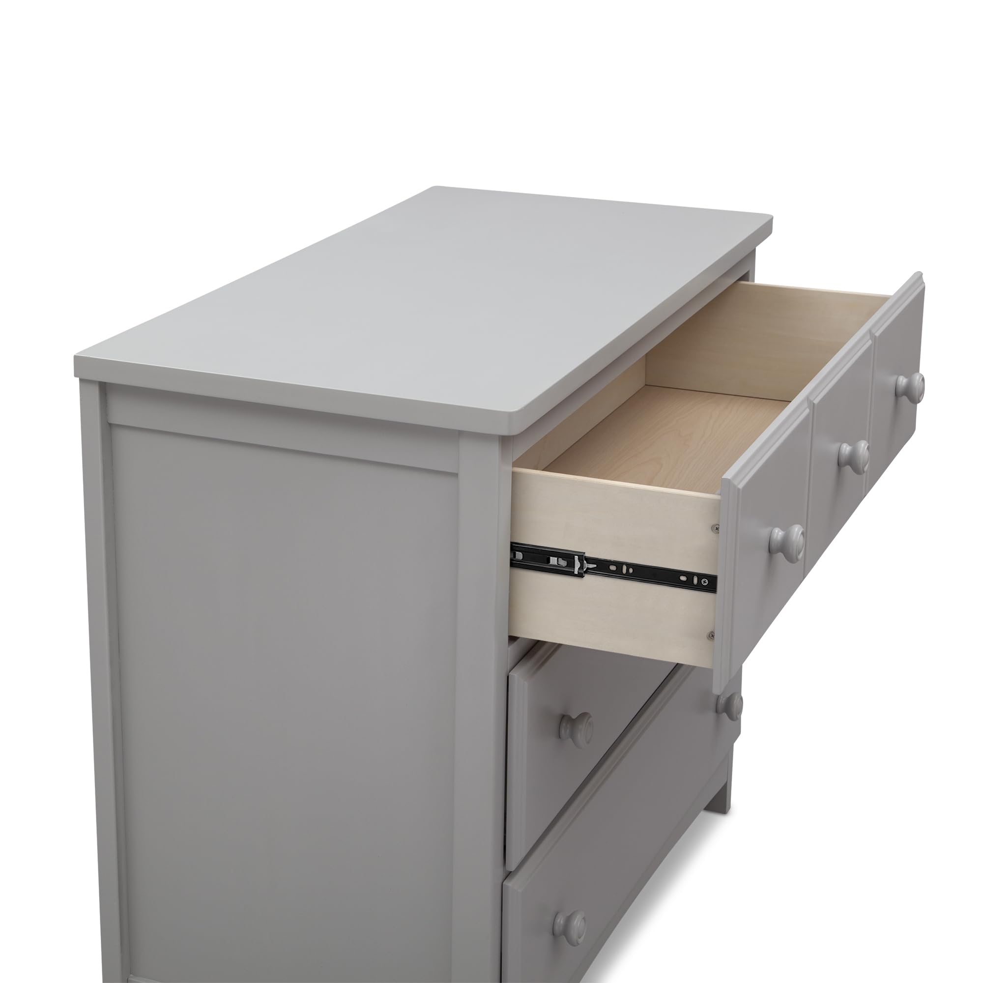 Delta Children 3-Drawer Dresser with Interlocking Drawers - Sturdy Nursery Furniture for Baby Clothes Storage, Grey - Perfect for Kids' Bedroom Organization & Nursery Decor