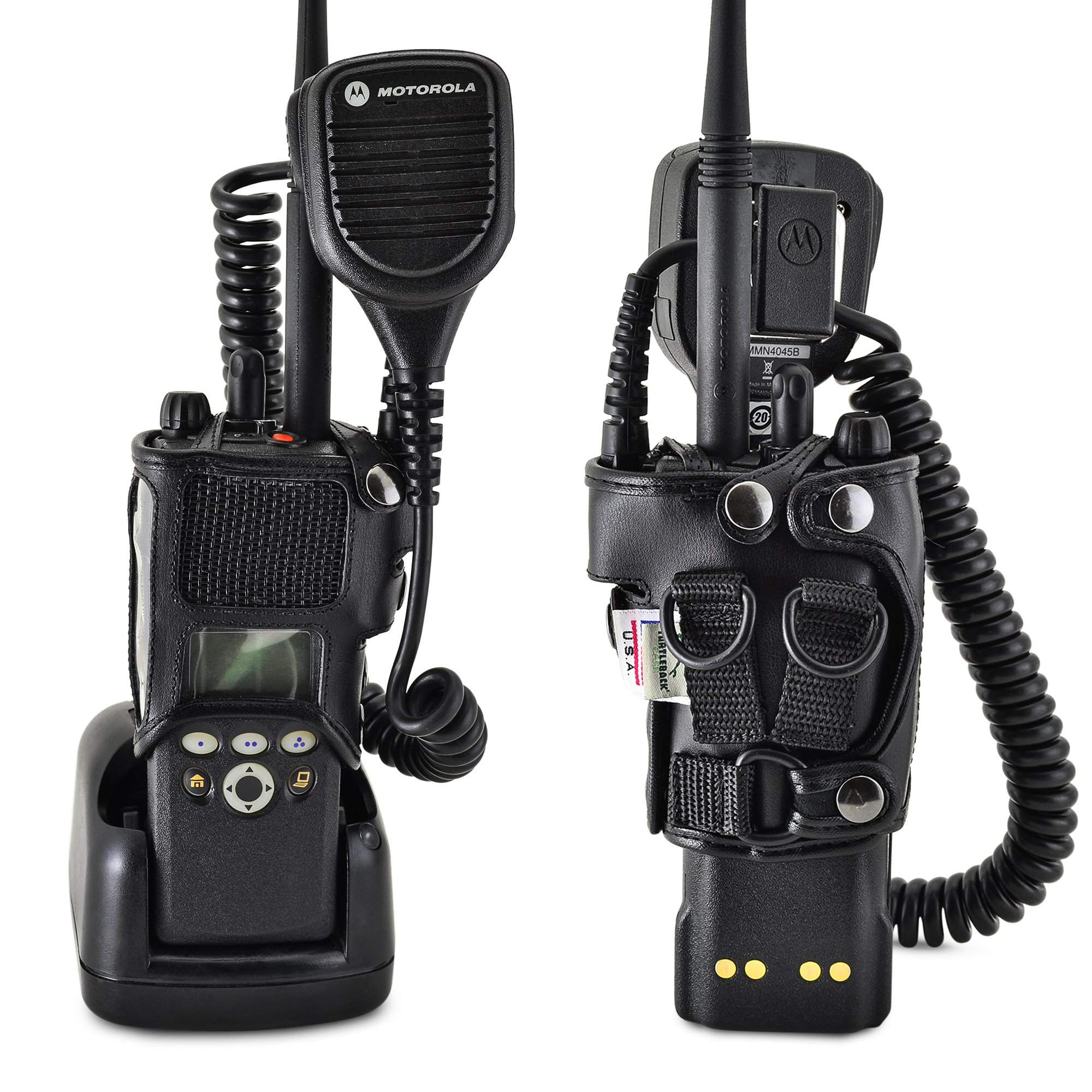 Motorola XTS2500 Radio Holster - Heavy Duty Black Leather Belt Case with D Rings for Fire, Police & Emergency Services | Secure Carry Holder for Models 1, 2 & 3 | Perfect for Duty Belts, Tactical Gear & Field Operations