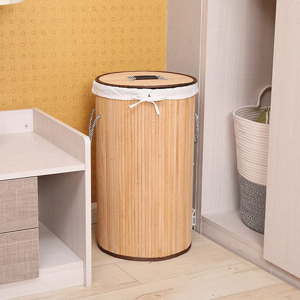 Handmade Bamboo Laundry Basket with Lid - Large Woven Storage Basket for Clothes, Portable Clothing Organizer | Perfect for Bedroom, Bathroom, Laundry Room & Dorm Organization