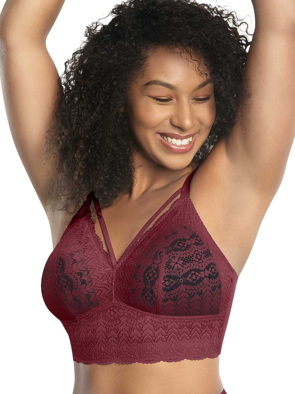 Parfait Mia Lace Wireless Padded Bralette - Comfortable Support Bra in Rio Red | Perfect for Everyday Wear & Special Occasions