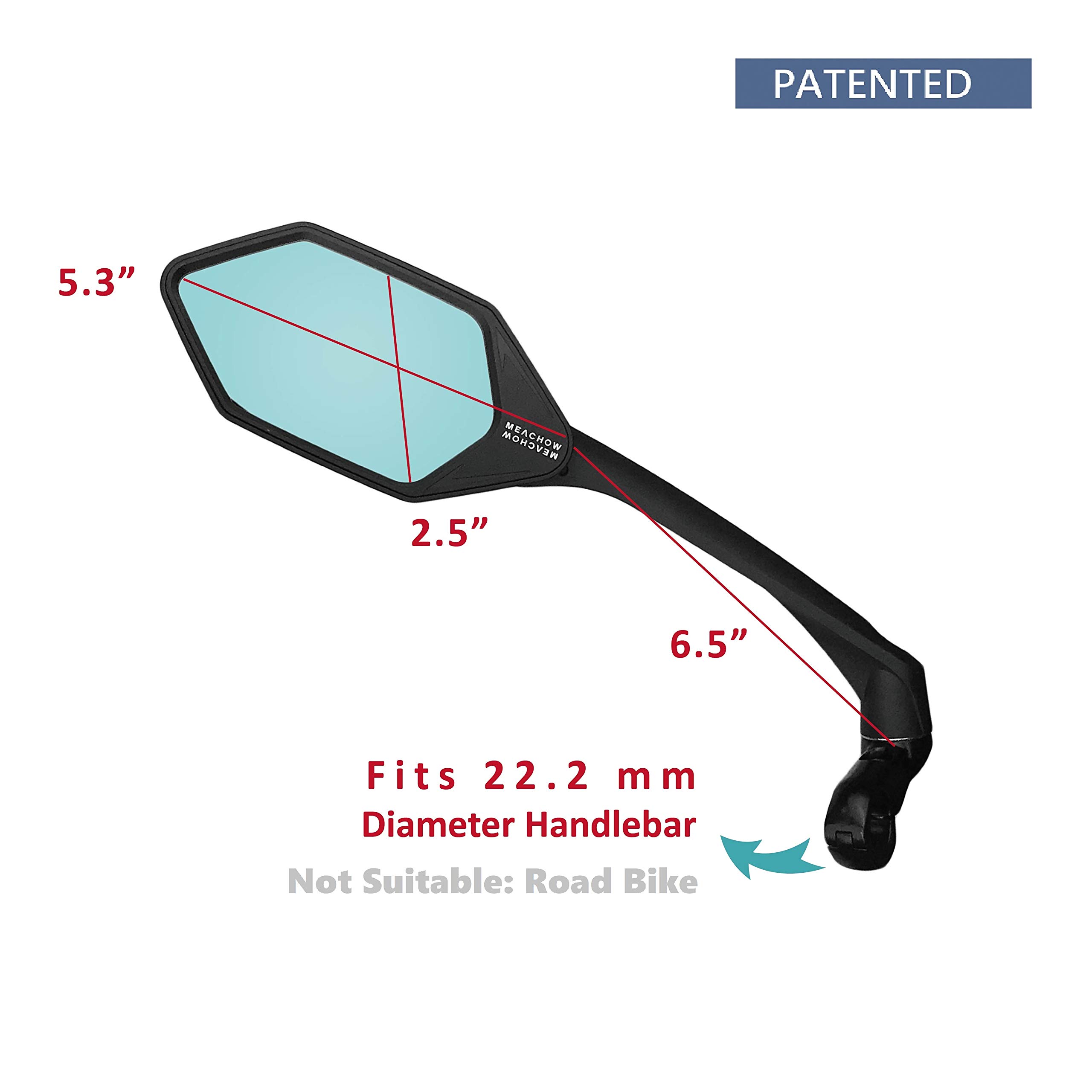 MEACHOW Scratch-Resistant Glass Lens Bike Mirror - Rotatable Handlebar Rearview Mirror for Safe Cycling (ME-007) | Perfect for Road Bikes, Mountain Bikes & Commuting