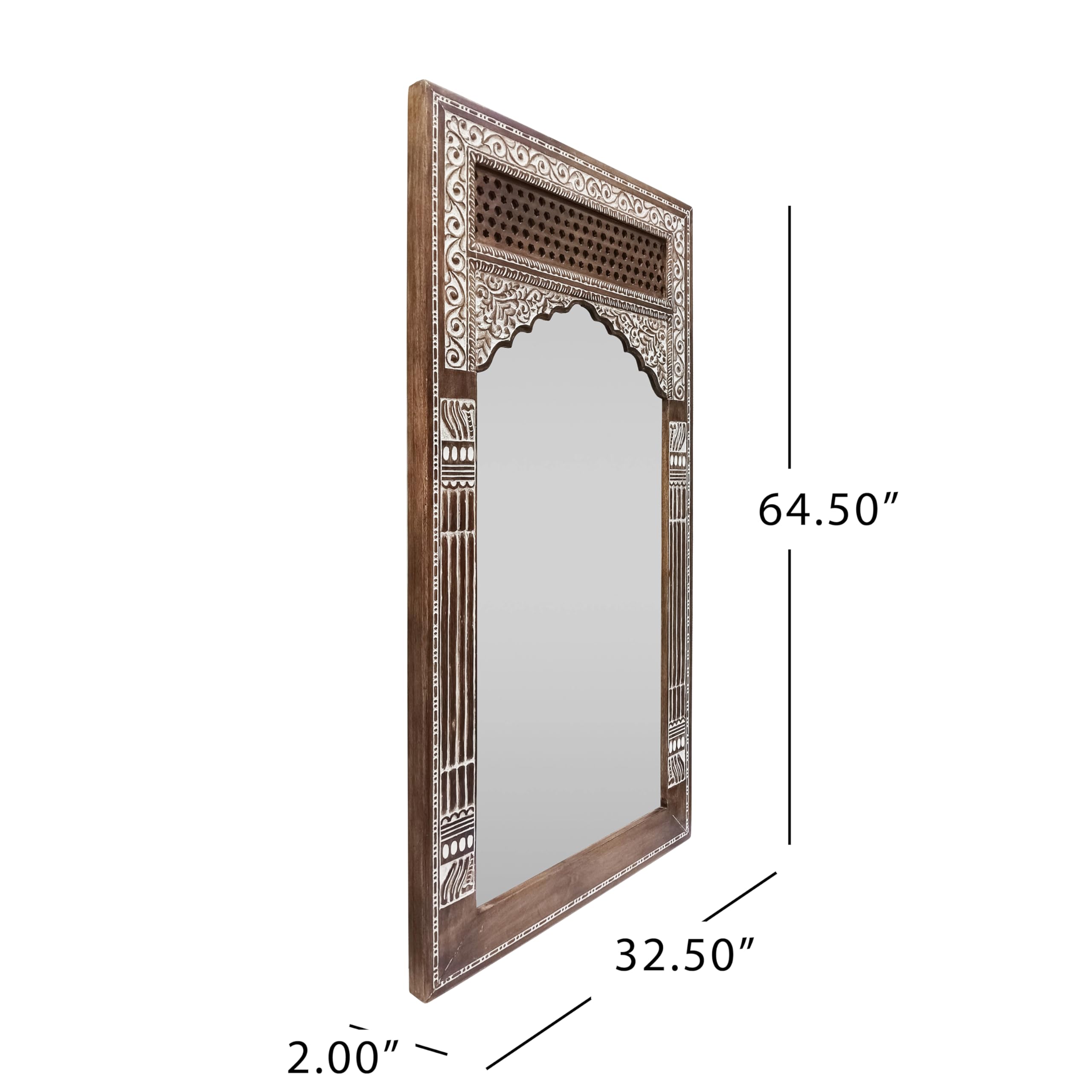 Christopher Knight Home Upsata Standing Mirror - White Washed & Clear Glass Full-Length Floor Mirror for Bedroom, Living Room, or Entryway Decor
