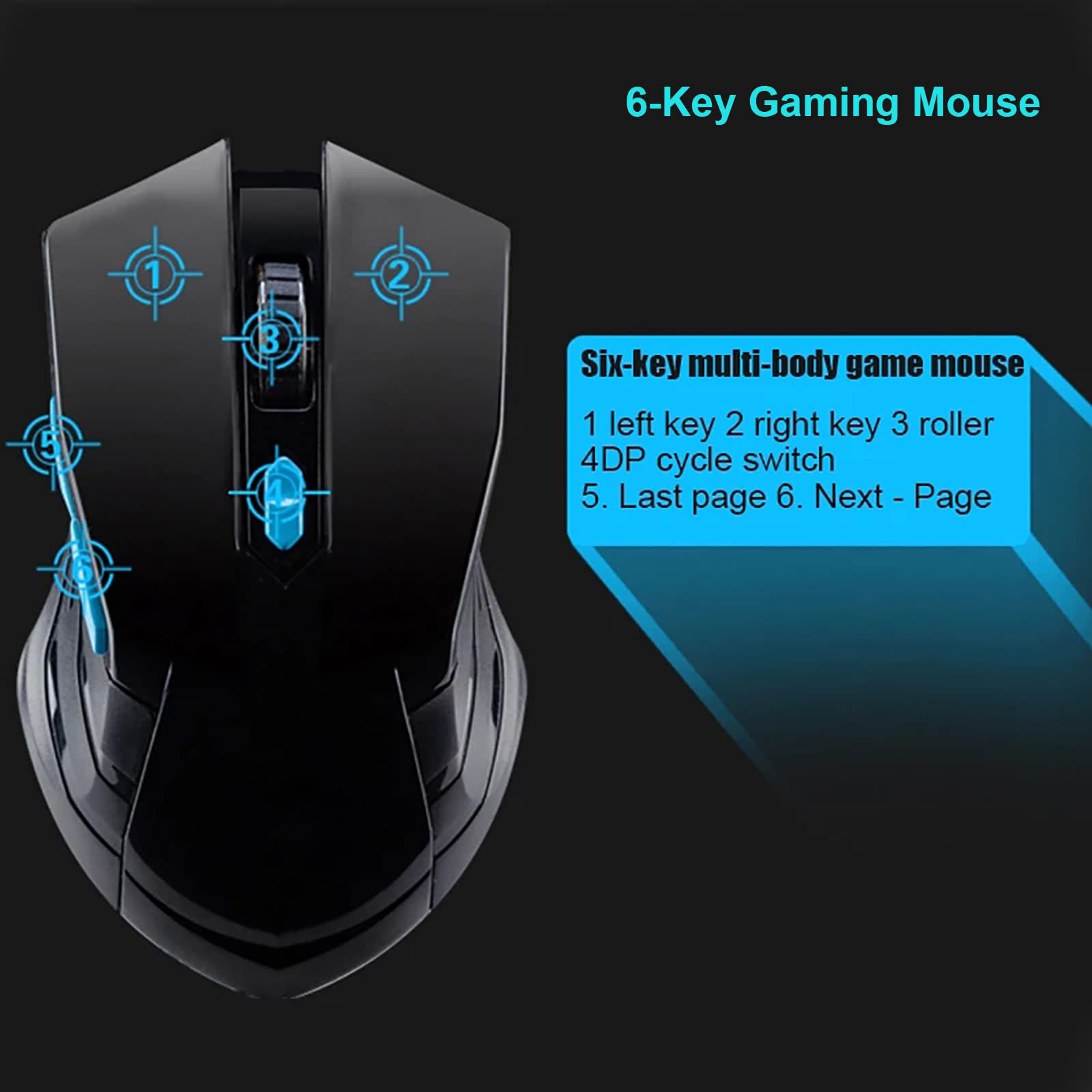 2.4GHz Wireless Keyboard and Mouse Combo - Ergonomic USB Cordless Keyboard with Optical Mouse for PC/Laptop - Perfect for Home Office, Gaming & Study (Black)