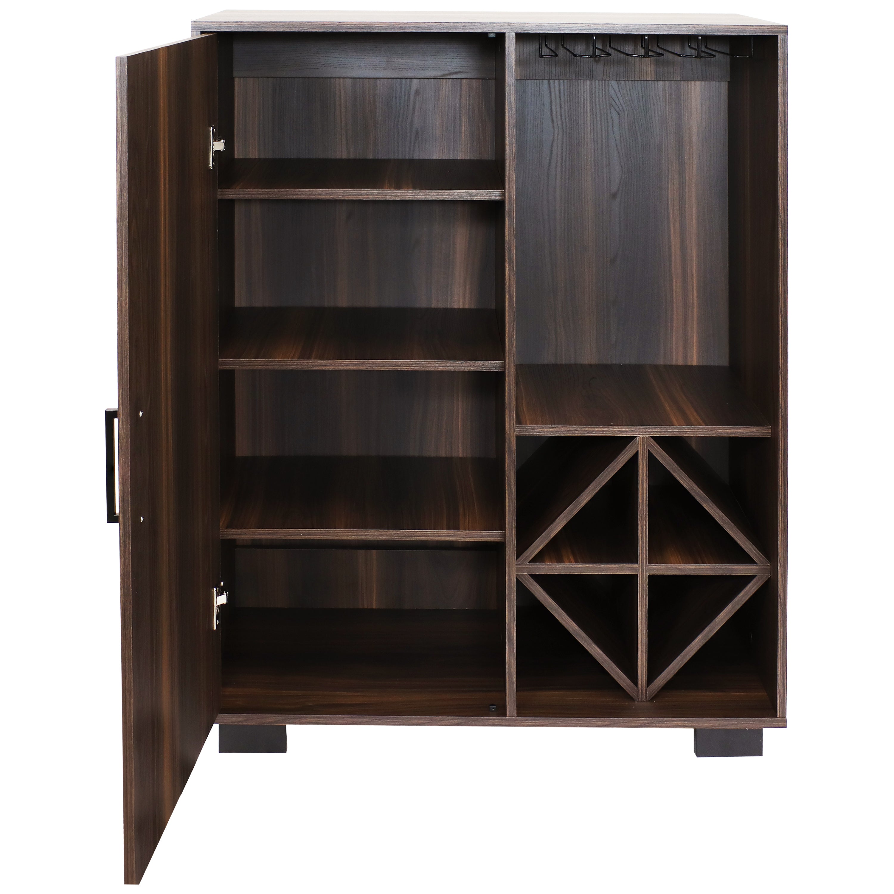 Sunnydaze Lavina Wine Bar Cabinet with Glass Rack & Bottle Storage Shelves - Modern Home Bar Furniture for Kitchen, Dining Room & Entertaining