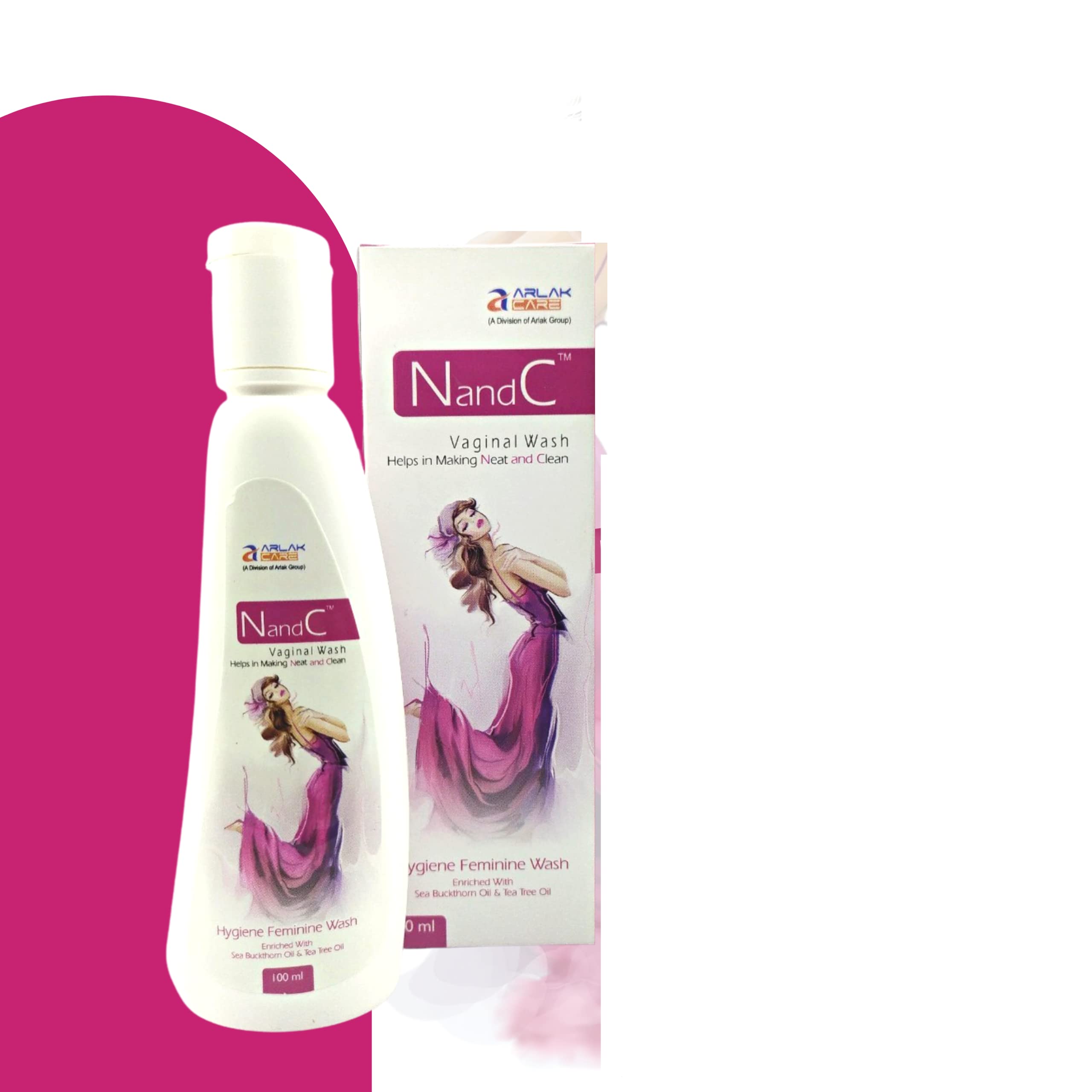 Arlak N and C Feminine Intimate Wash 100ml - pH Balanced Intimate Hygiene Cleanser for Women | Gentle Daily Care for Freshness & Comfort