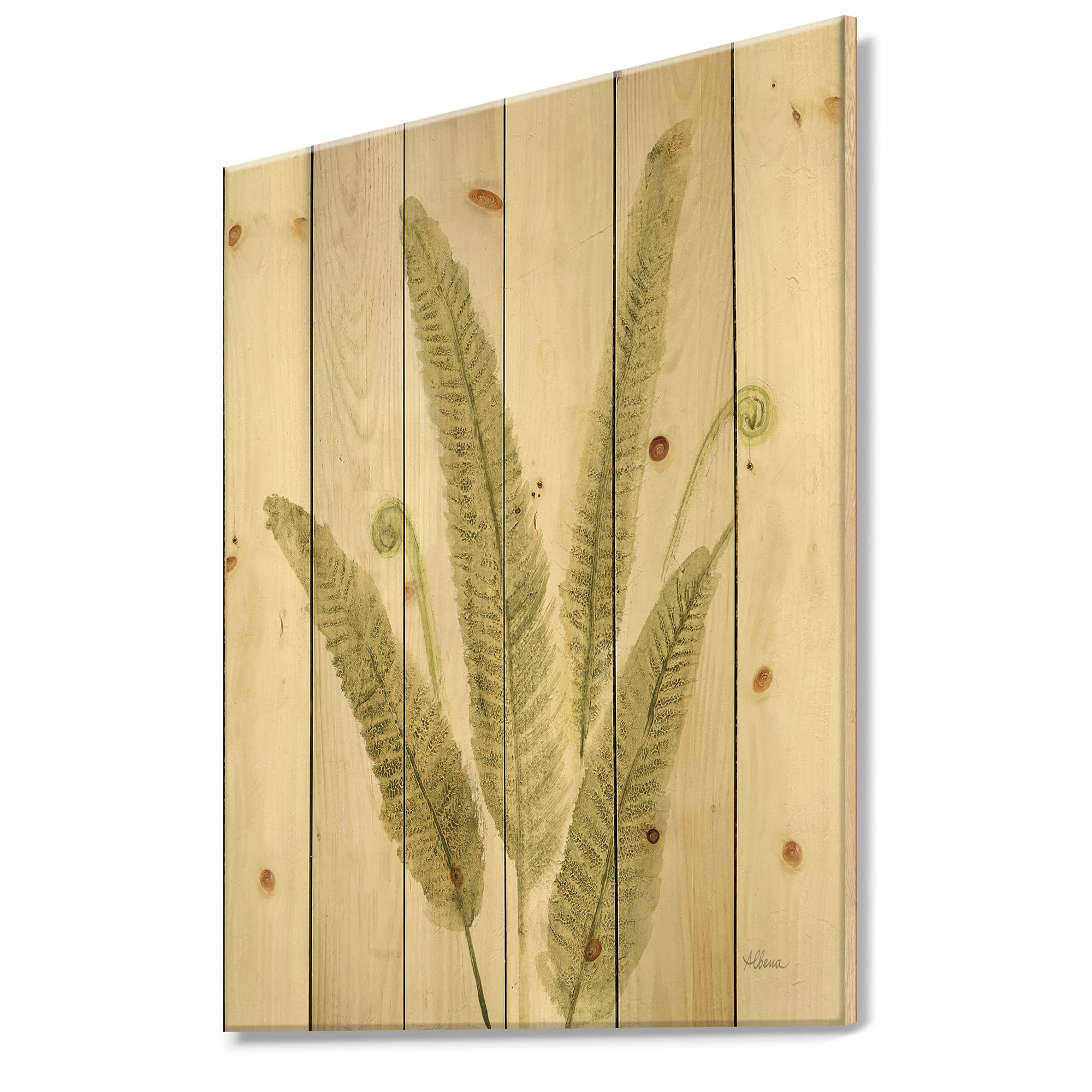 DesignQ Simple Forest III Farmhouse Wood Wall Decor - Green Floral Wood Wall Art, Large Printed Pine Wood Panels for Living Room, Bedroom & Office Decor