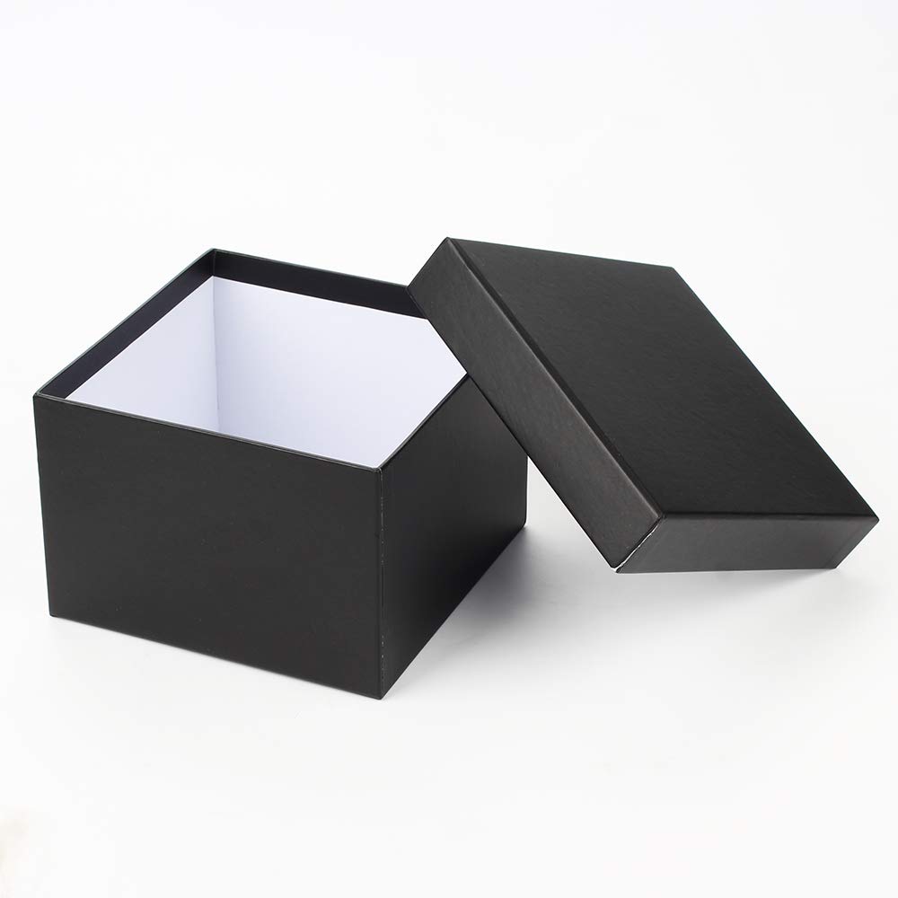 Briful 4-Piece Square Paper Jewelry Gift Box Set with Lid - Small Storage Boxes in Assorted Sizes for Jewelry, Bridesmaid Gifts, Crafts, Toys & Gift Wrapping - Perfect for Weddings, Parties & DIY Projects - Black