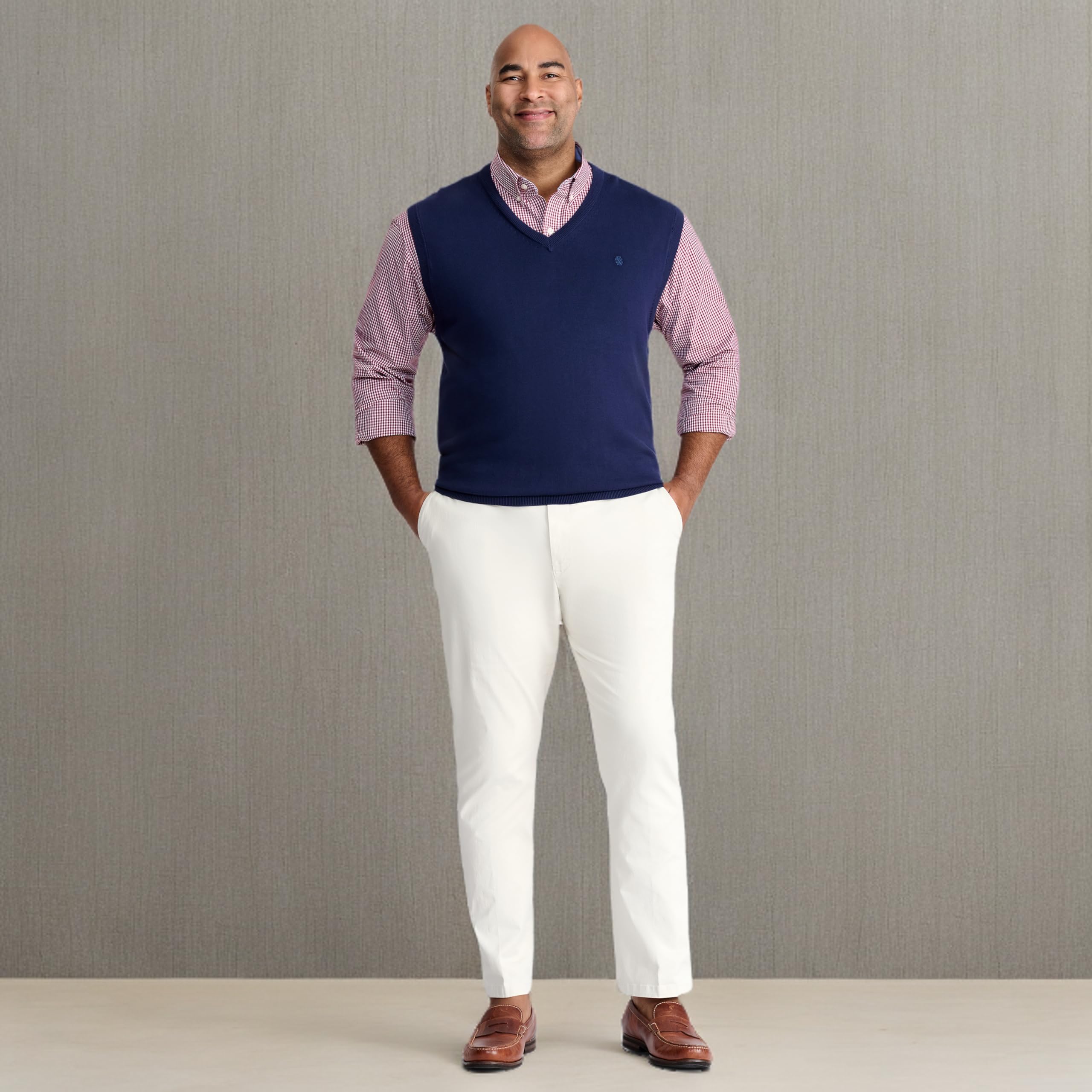 IZOD Men's Big & Tall Premium V-Neck Sweater Vest - Comfortable Knit Pullover for Casual Wear & Layering