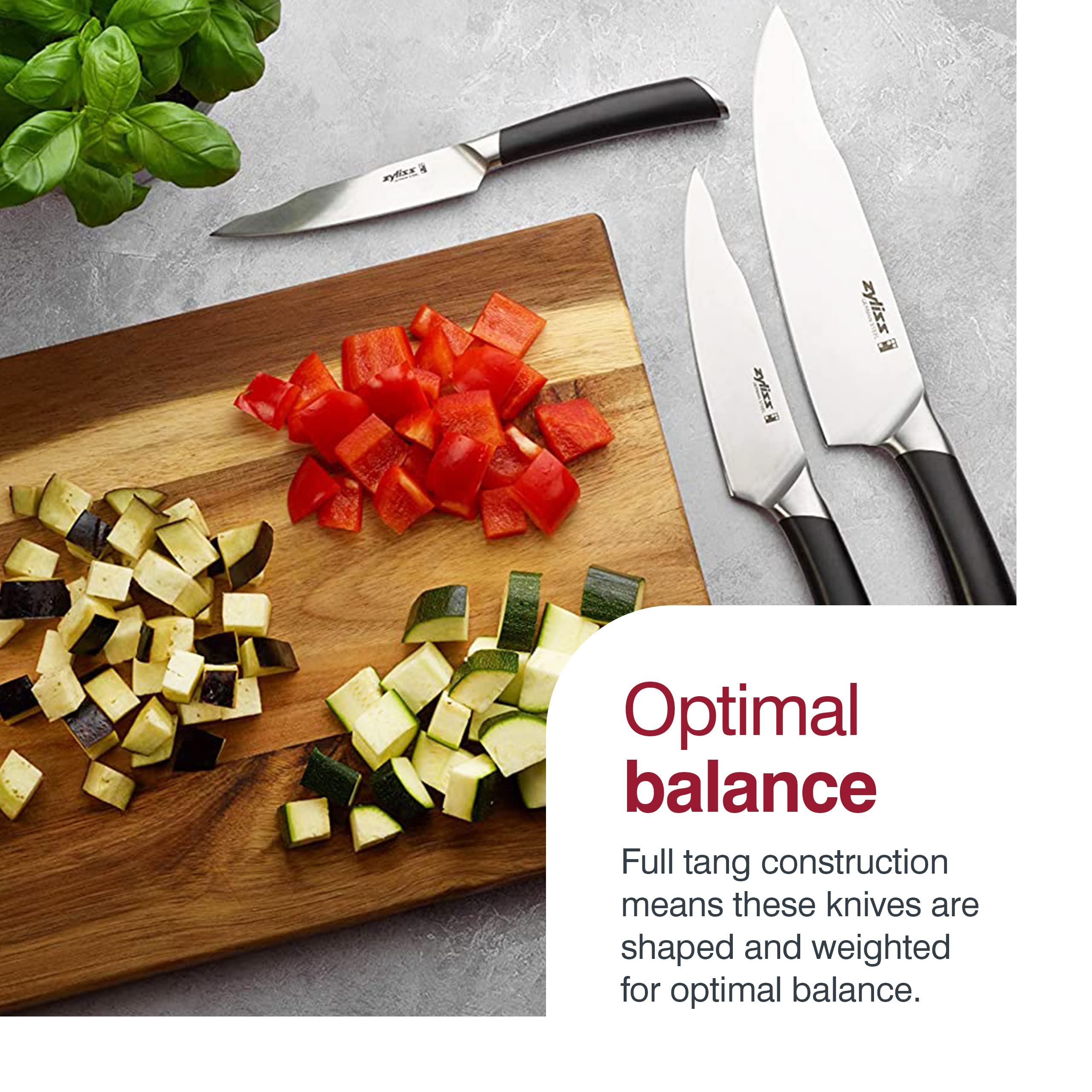Zyliss Comfort Pro 12-Piece German Stainless Steel Knife Set with Acacia Wood Block - Ultra Sharp Kitchen Knives Dishwasher Safe - Perfect for Home Chefs, Cooking Enthusiasts & Gift Giving