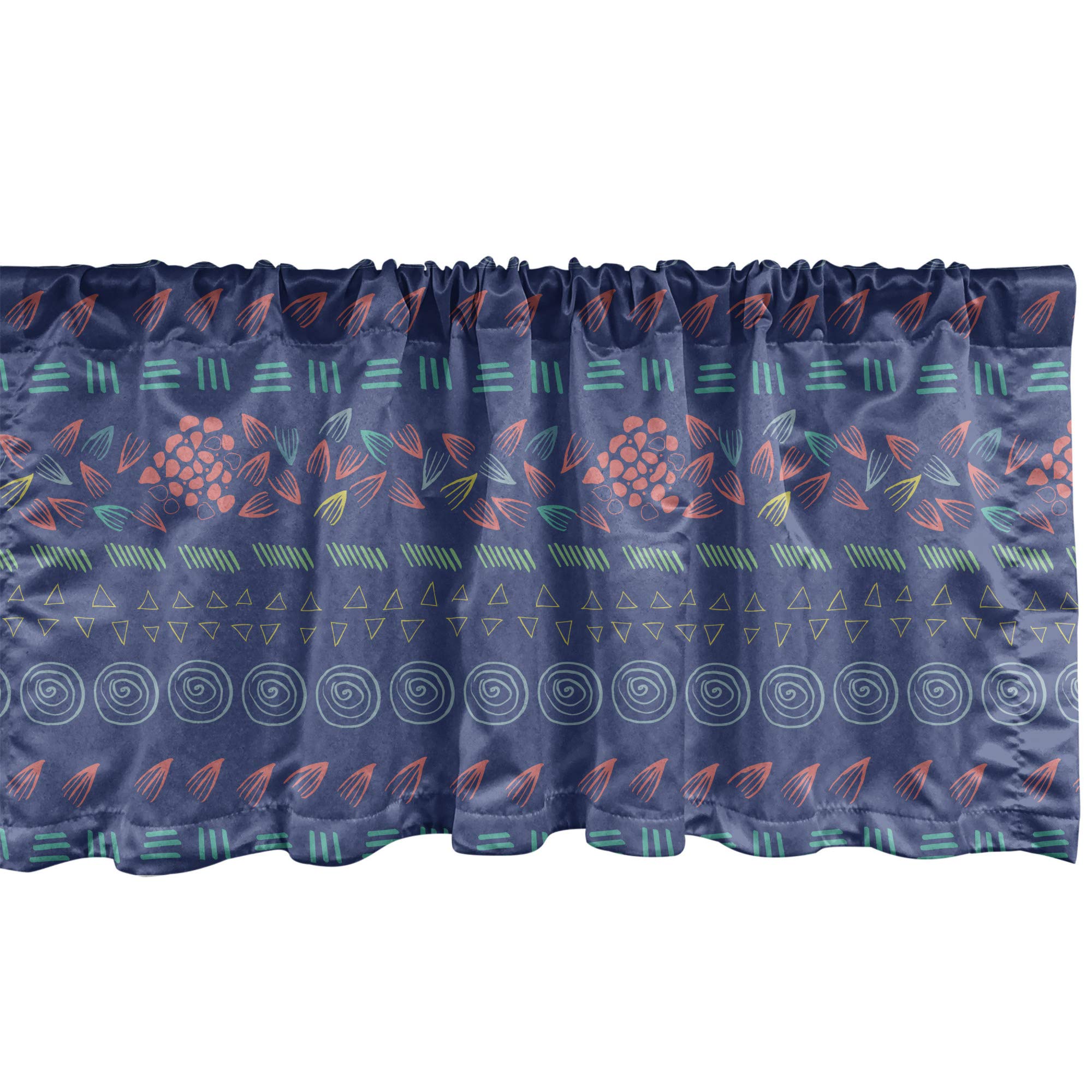 Ambesonne Ethnic Window Valance - Pastel Aztec Bohemian Pattern with Funky Triangles, 54